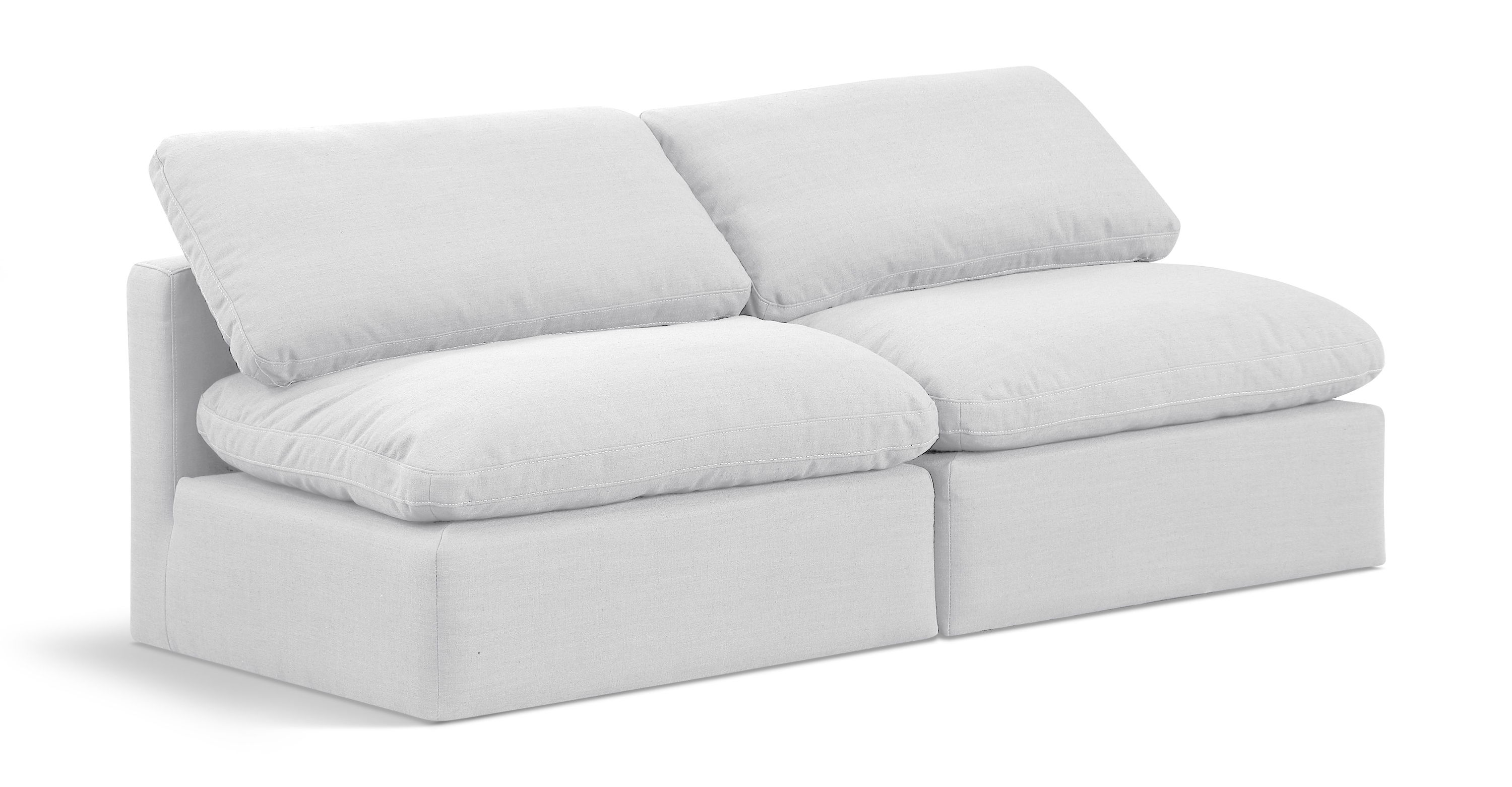 Indulge - Linen 2 Seat Modular Armless Sofa - White