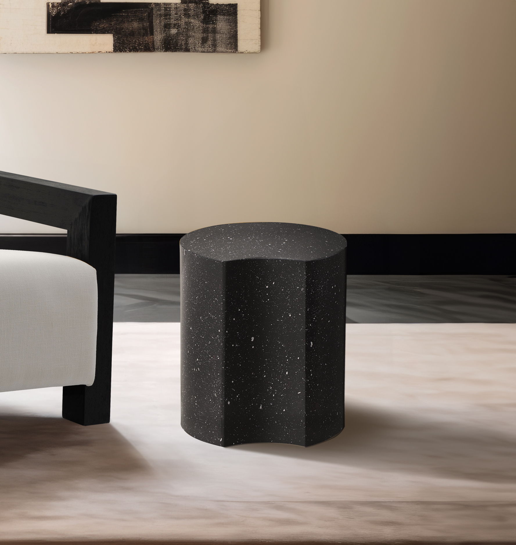 Dimple - 18" End Table - Black Terazzo