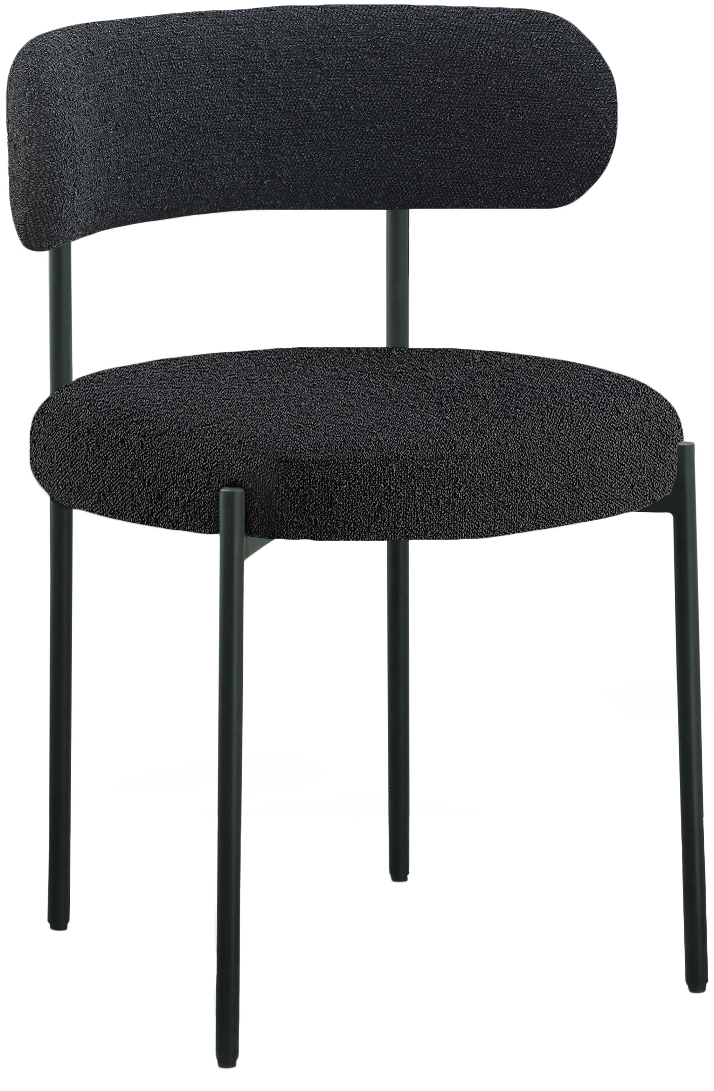 Beacon - Boucle Fabric Dining Chair With Black Legs (Set of 2) - Black