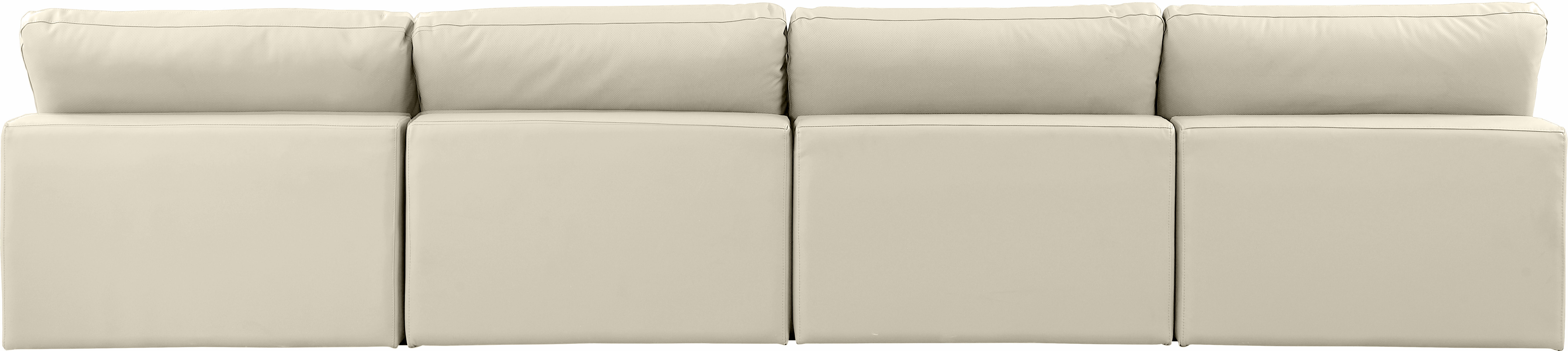 Comfy - Faux Leather Modular Armless Sofa 4 Pieces - Cream
