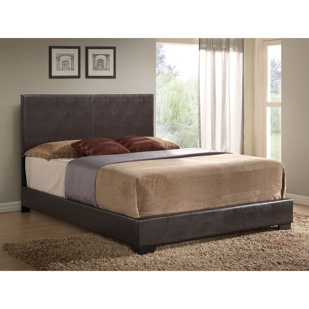 Ireland III - Eastern King Bed - Brown Synthetic Leather, dark brown