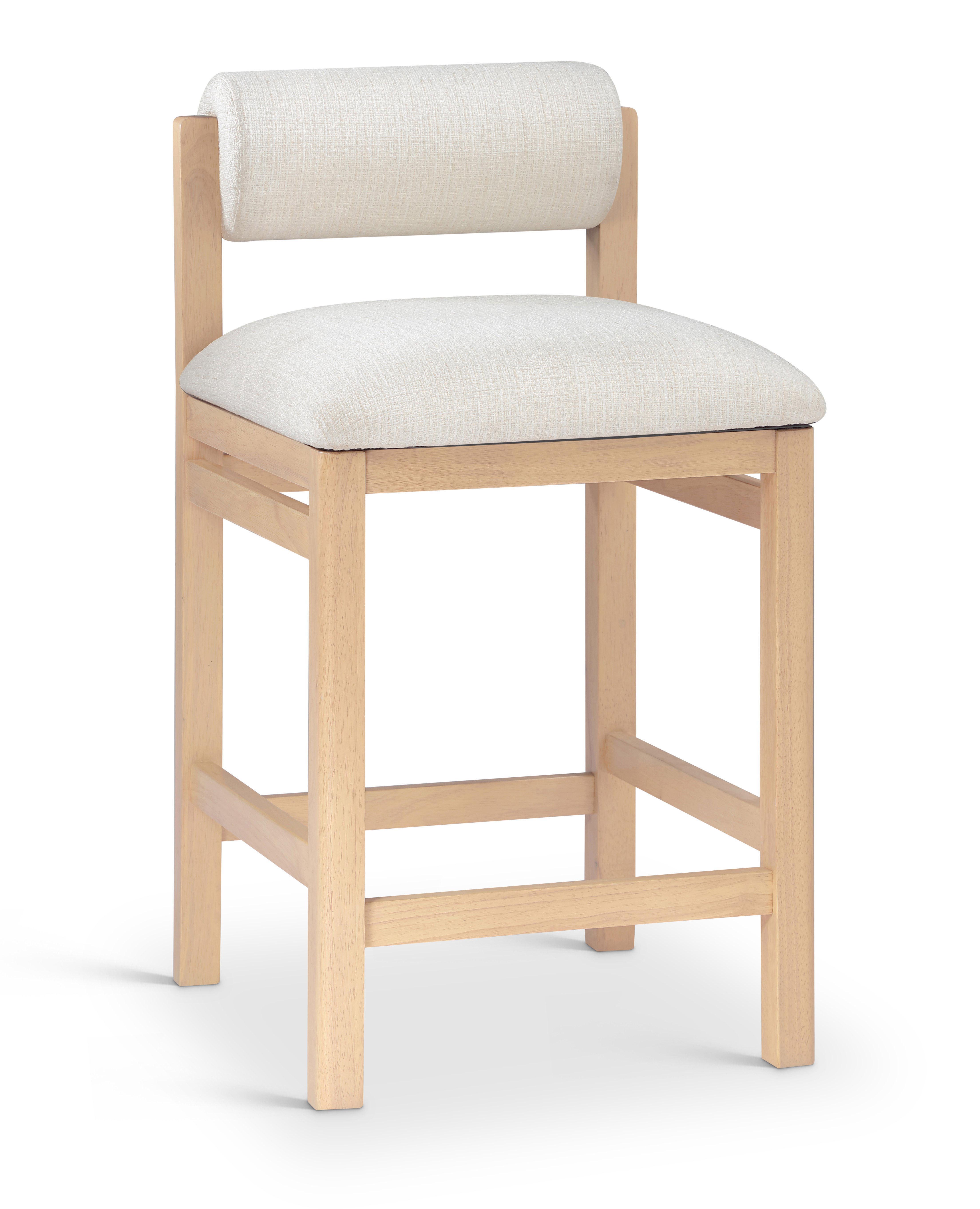 Roundhill - Linen Textured Fabric Counter Stool - Cream