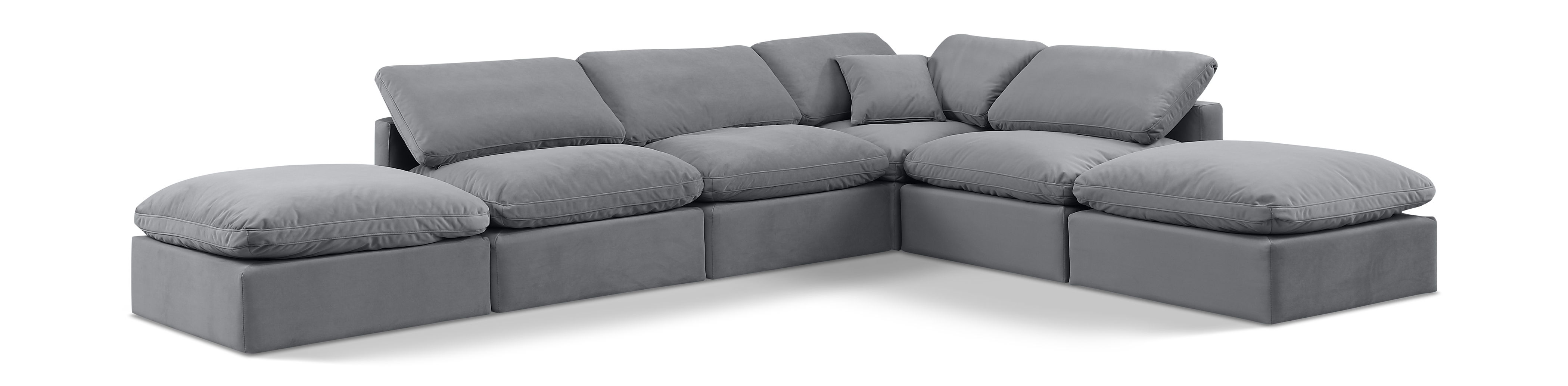 Indulge - Velvet 6 Piece Modular Armless Sectional - Gray