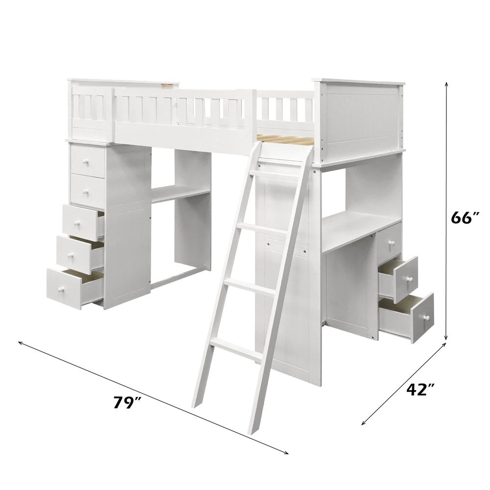 Willoughby - Twin Loft Bed - White, white, view 3