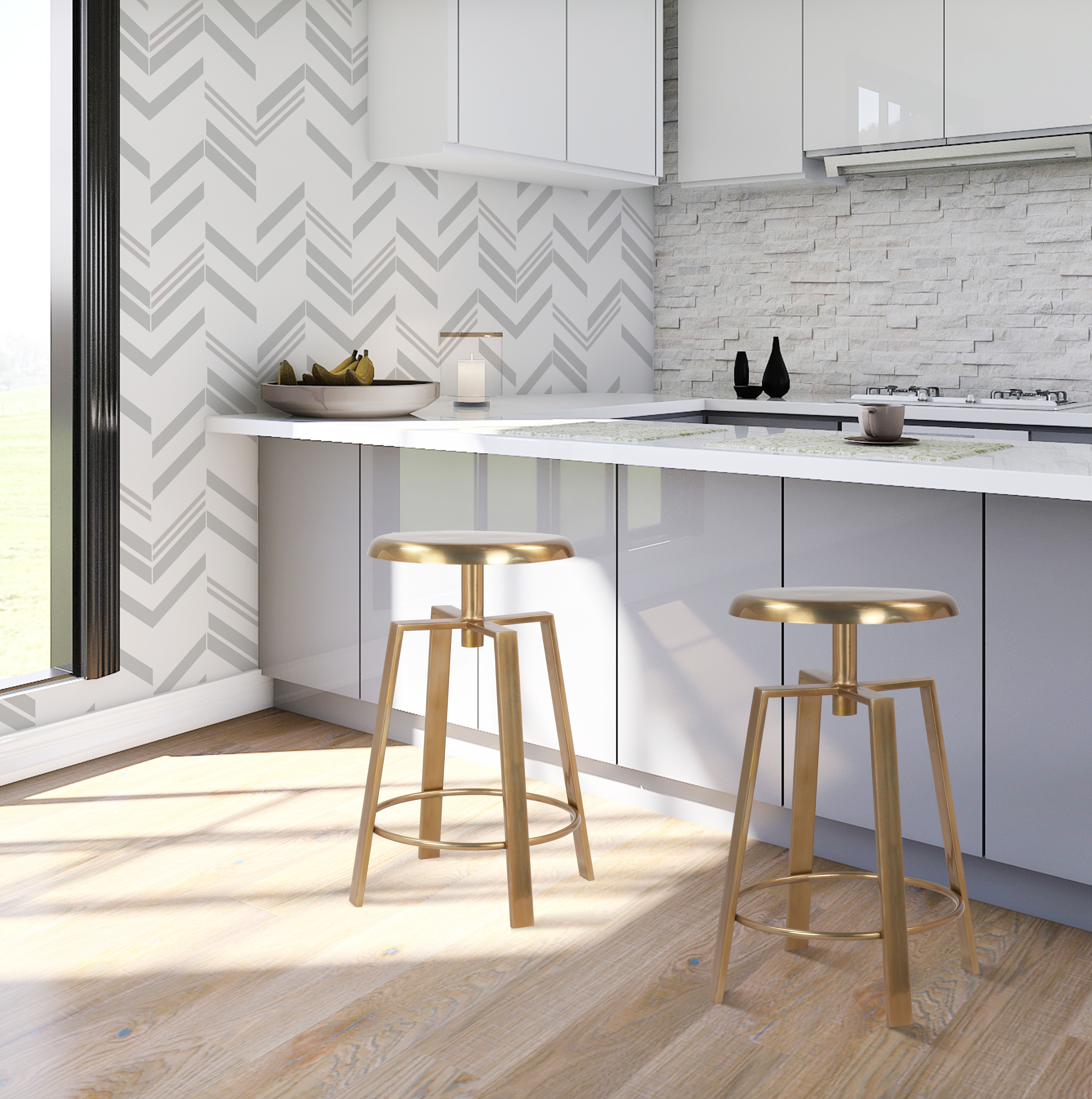 Lang - Counter Bar Stool - Gold