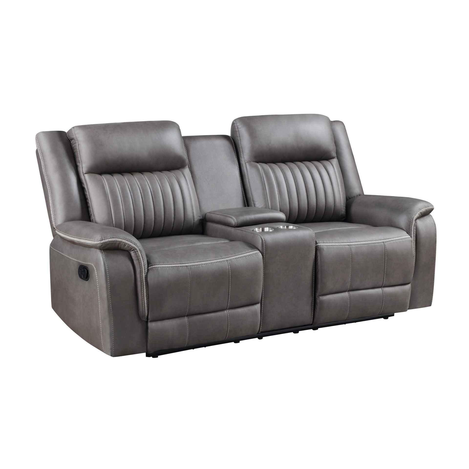 Enzo - Console Loveseat With Dual Recliners - Gray