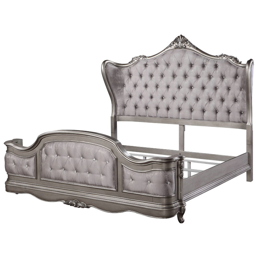 Ariadne - Queen Bed - Velvet & Antique Platinum, silver, view 2