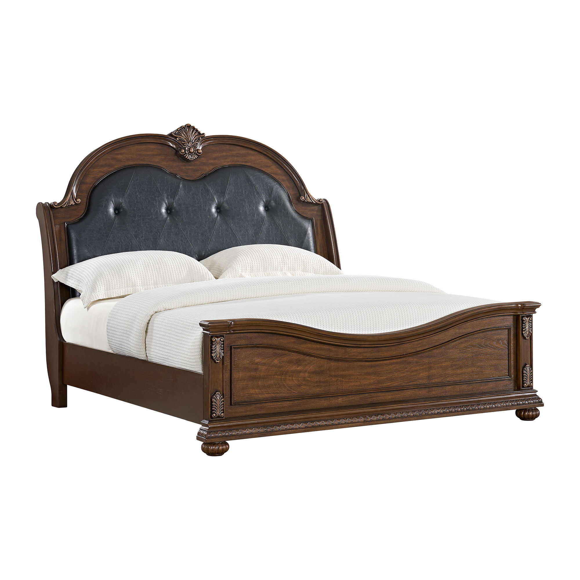 Cadenza - King Upholstered Bed With Black PU - Brown