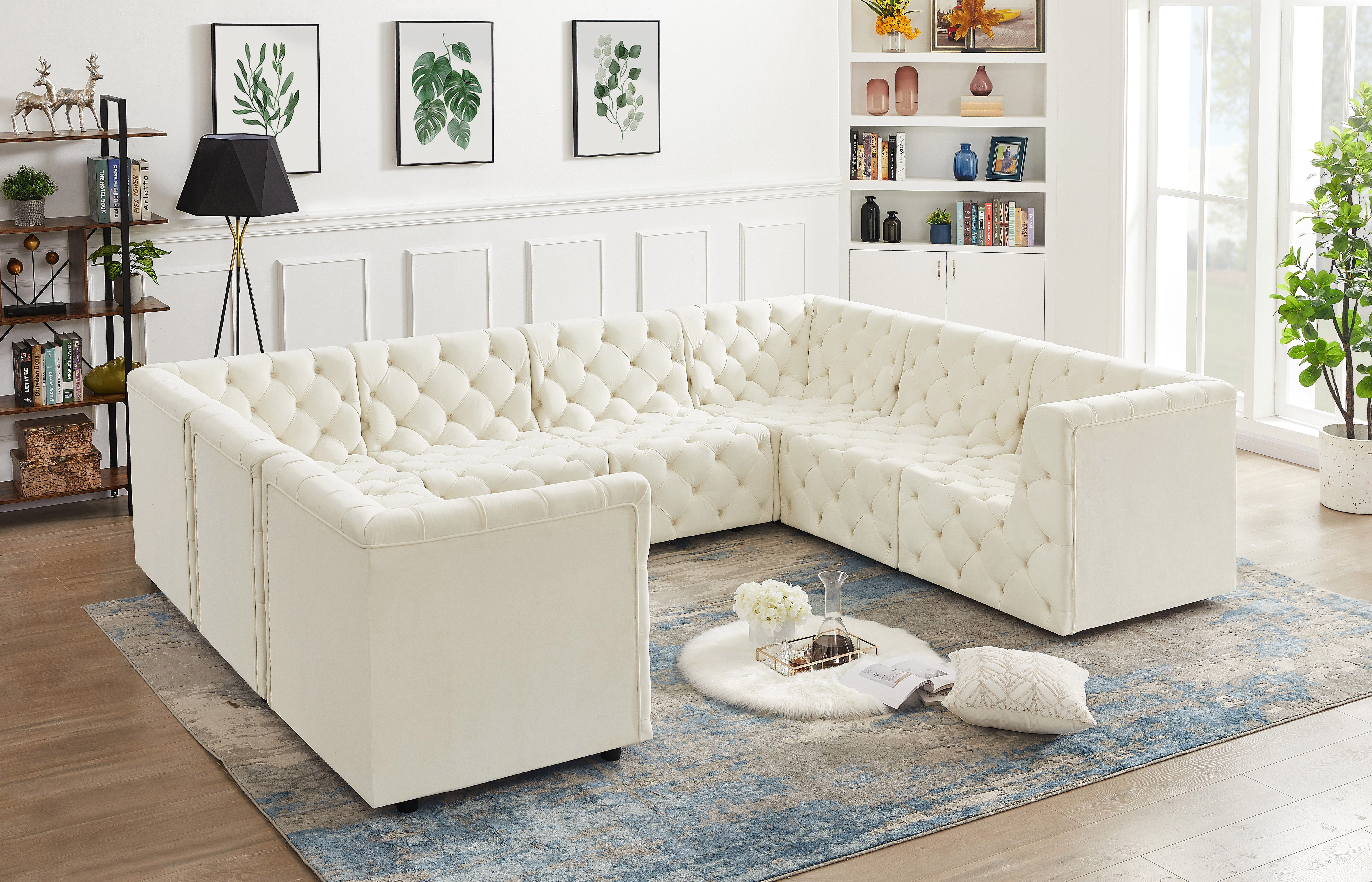 Tuft - 8 Piece Modular U-Shaped Sectional - Cream