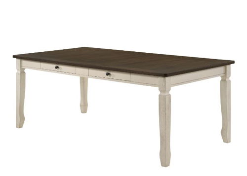 Fedele - Dining Table - Weathered Oak & Cream, beige