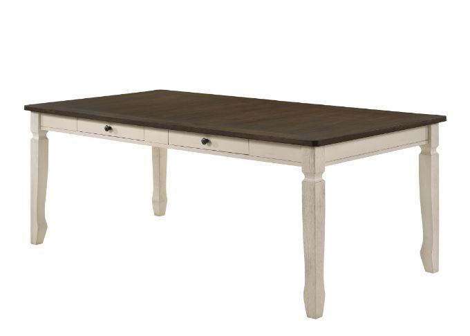 Fedele - Dining Table - Weathered Oak & Cream, beige