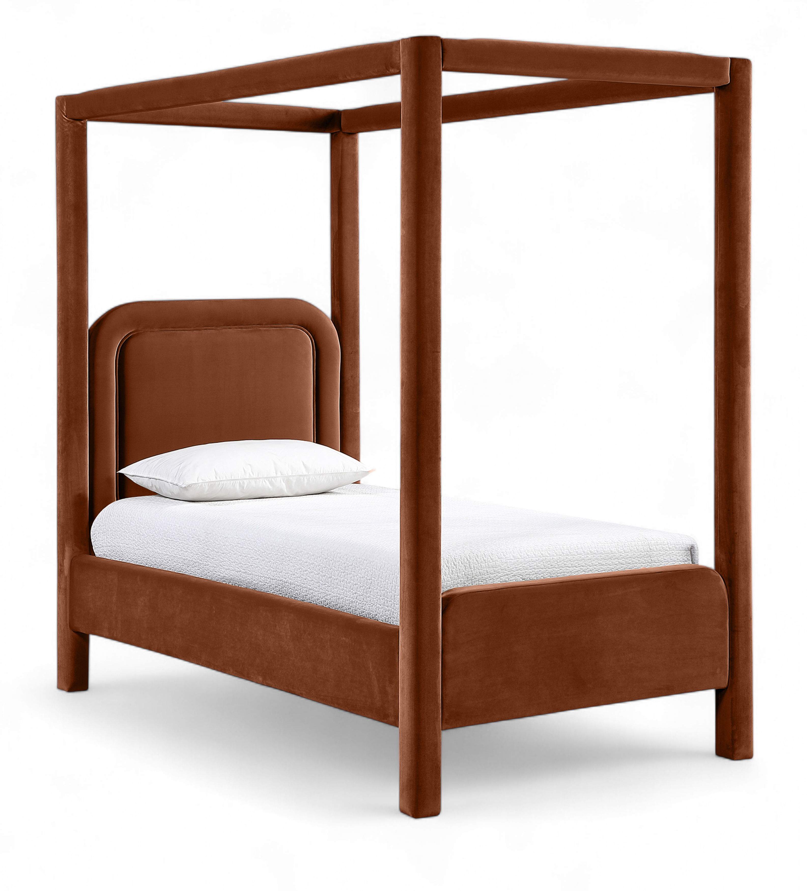 Salina - Velvet Upholstered Twin Bed - Cognac