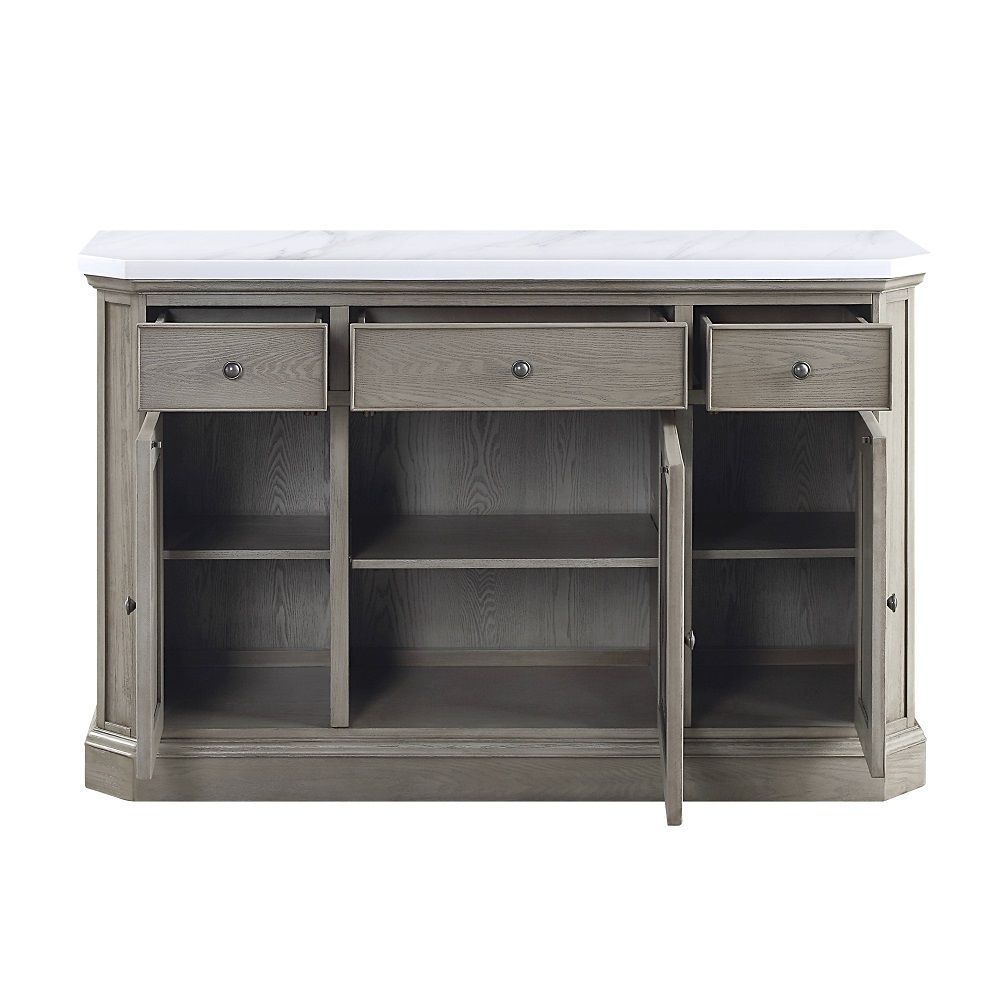 Zumala - Server - Marble Top & Weathered Oak, light brown, view 3