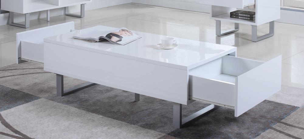 2-drawer Coffee Table High Glossy White, High Glossy White