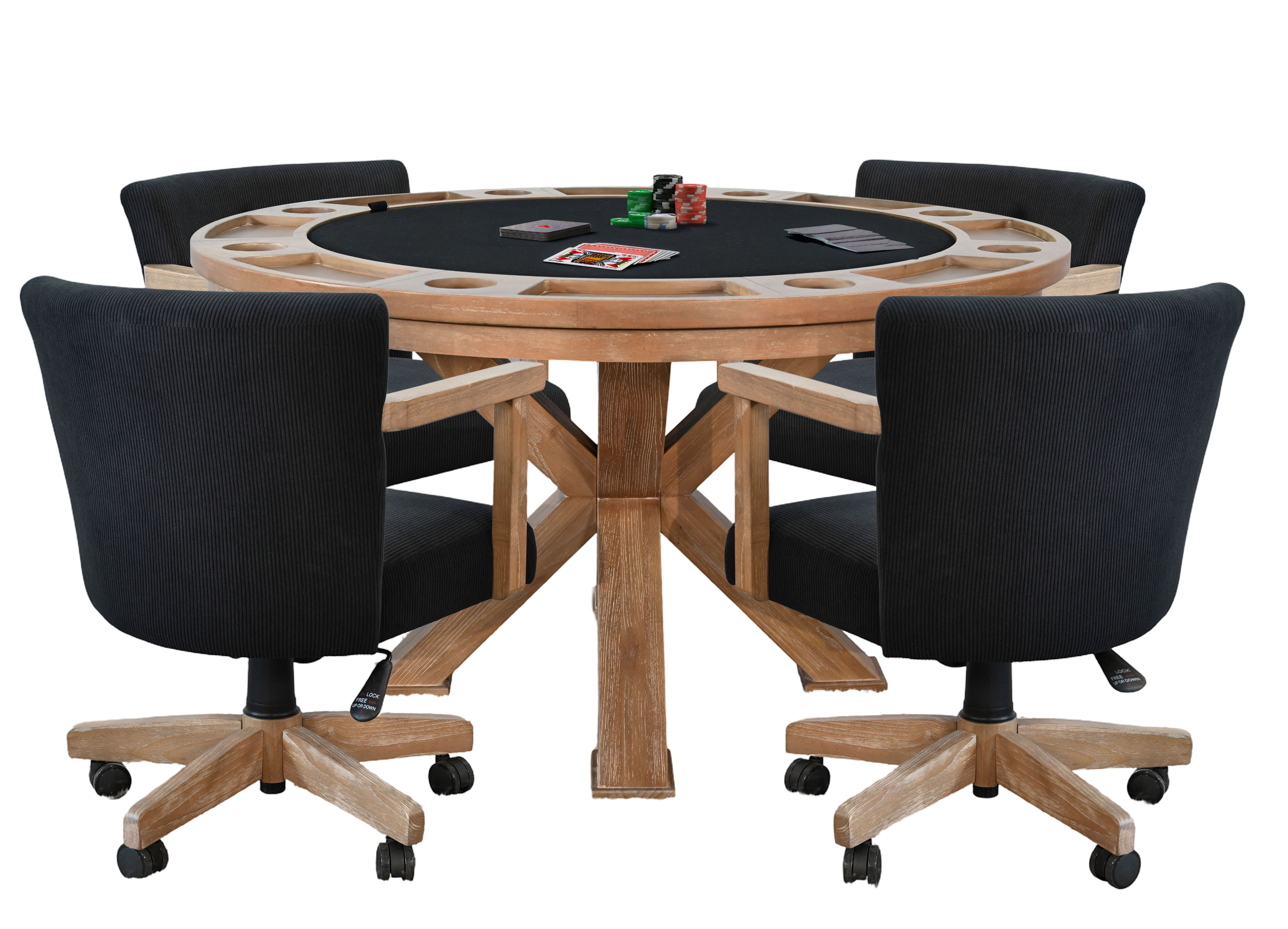 5 Piece Reversible Game And Dining Poker Table Set - Oak Grove Image