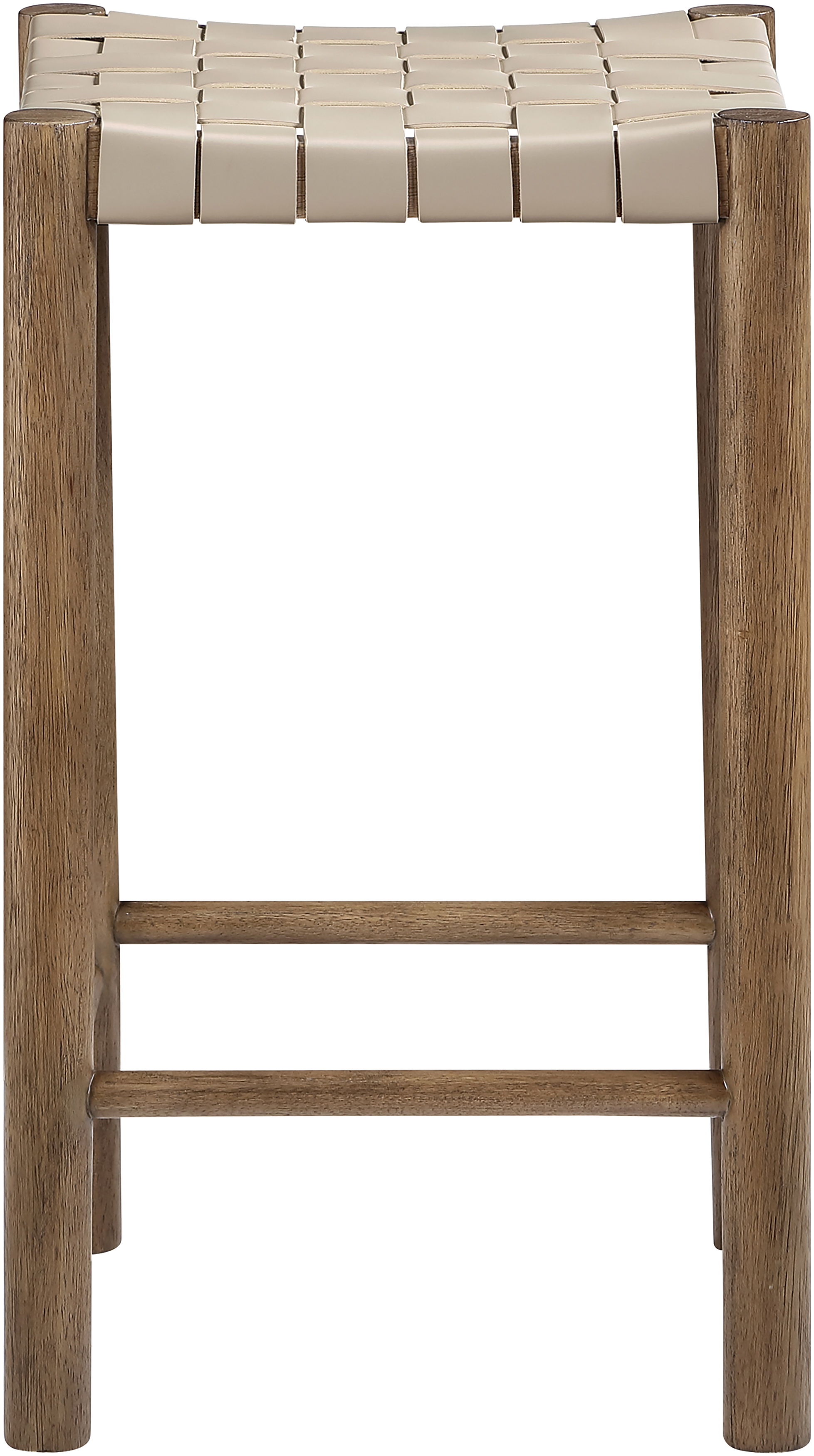 Entwine - Vegan Leather Upholstered Backless Counter Stool - Beige / Painted Brown
