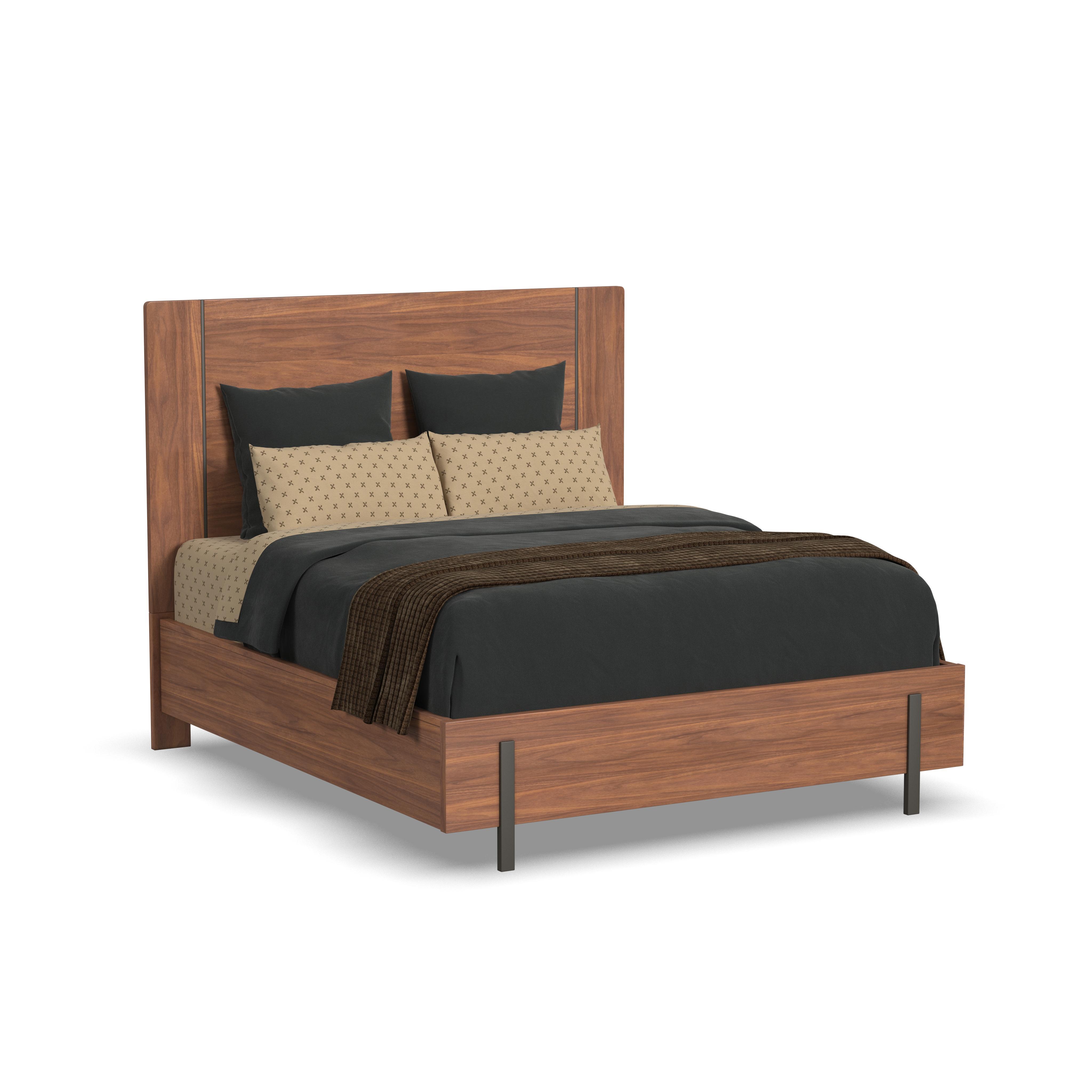 Lincoln - Queen Panel Bed - Warm Walnut, light brown