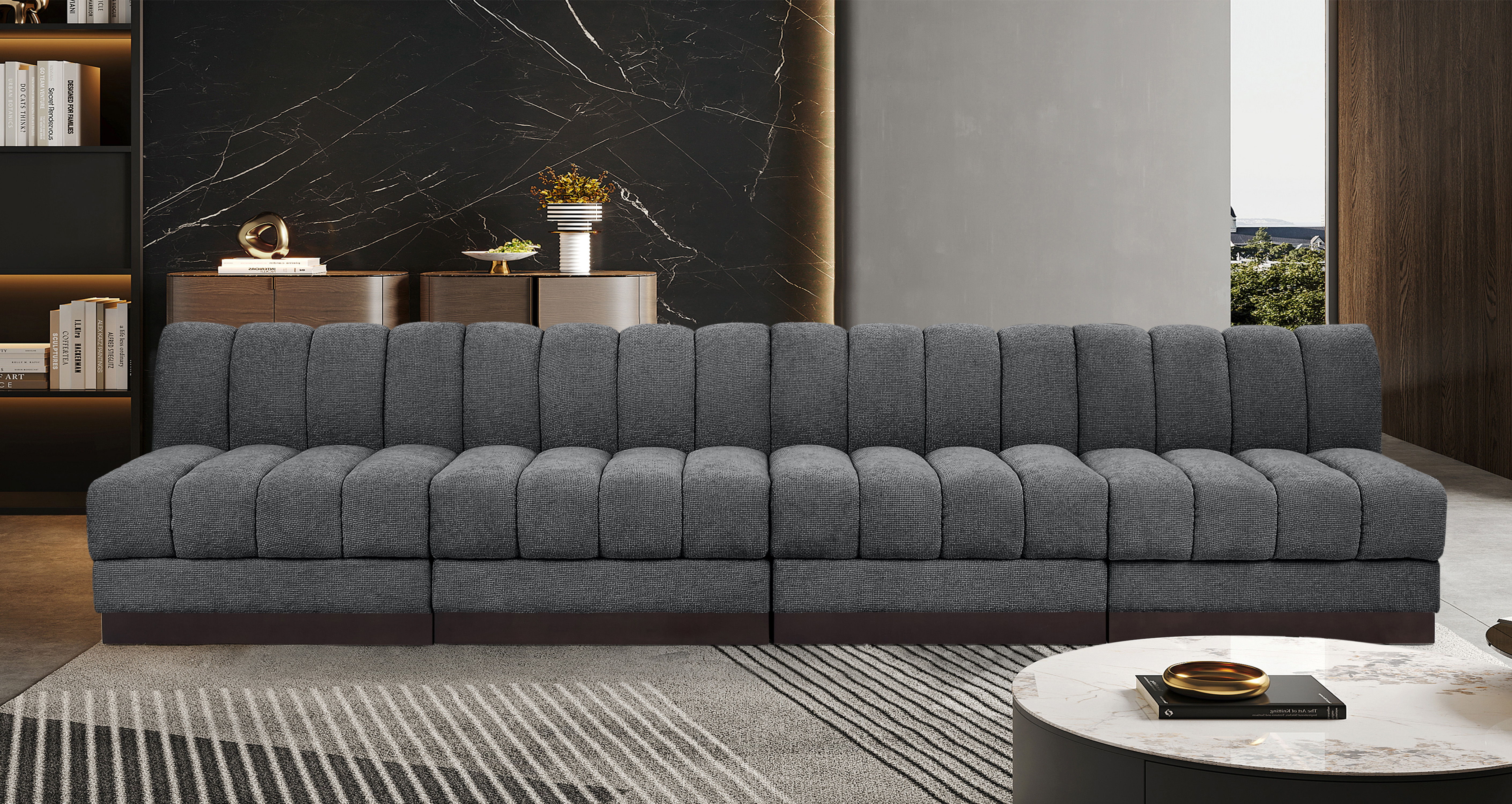 Quinn - 4 Piece Modular Armless Sofa - Gray