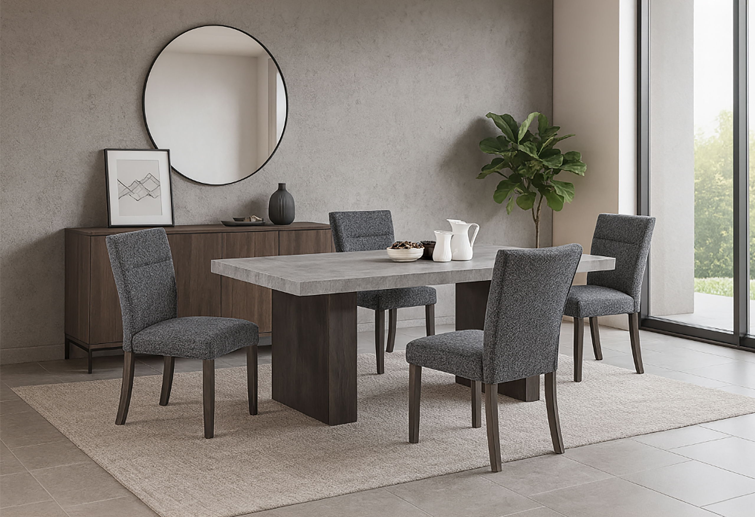 D2410 - Dining Table With Brown Legs - Gray