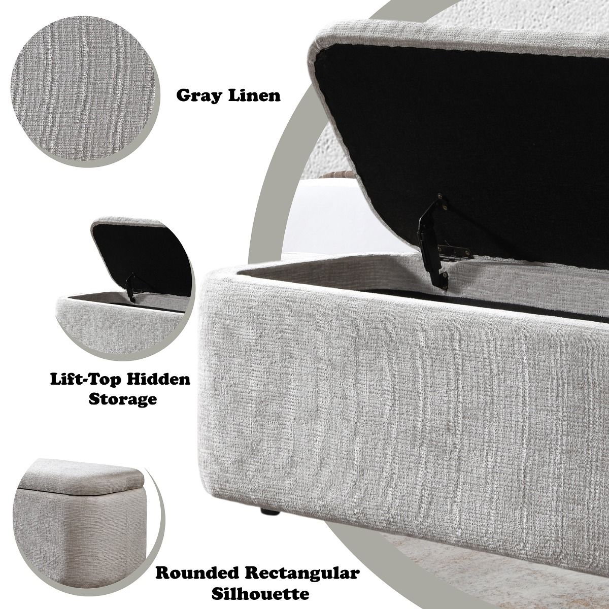 Orane - Bench With Storage - Gray, light gray, view 6