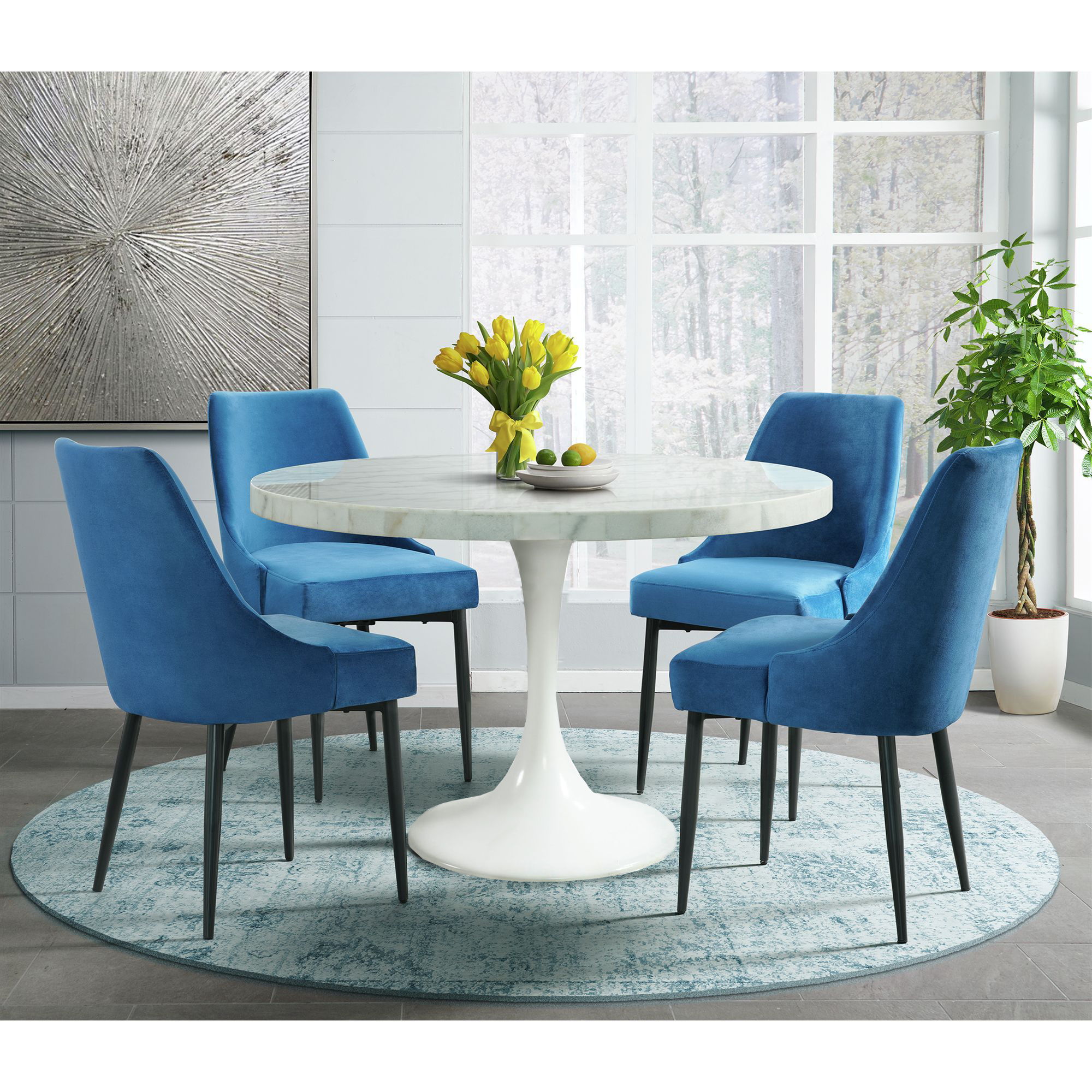 Celeste Round Dining Table Top Blue New Lots Furniture Online Store