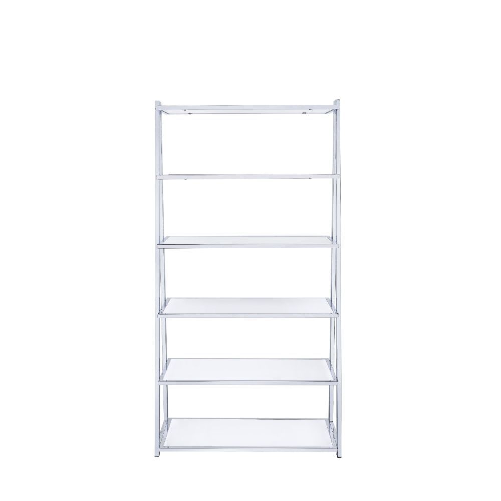 Coleen - Bookshelf - White High Gloss & Chrome, white, view 2