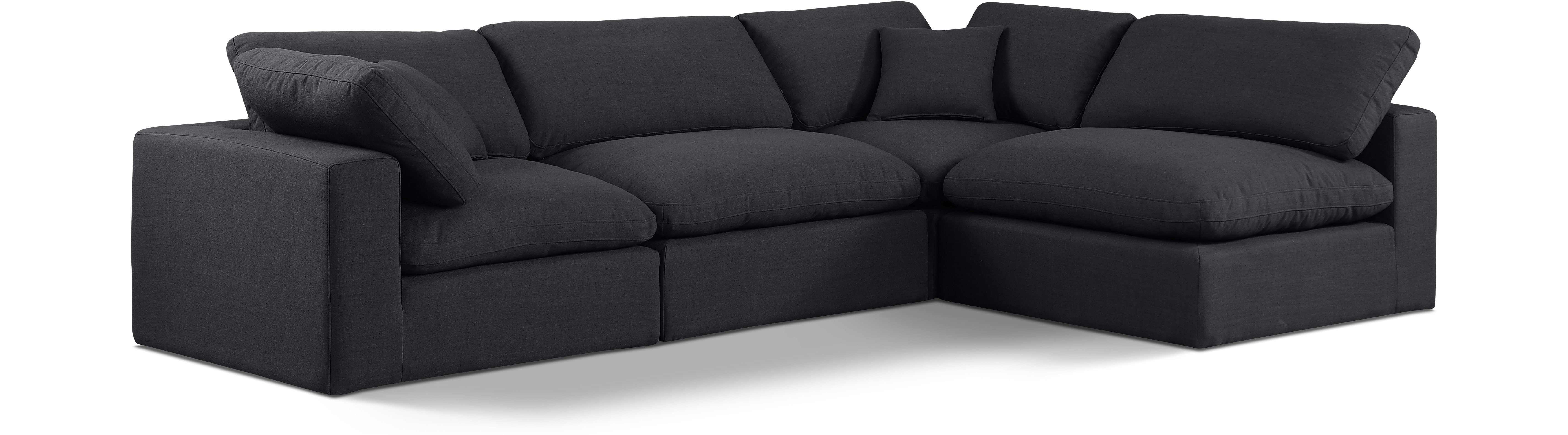 Comfy - 4 Piece Linen Fabric Modular Armless Sectional - Charcoal