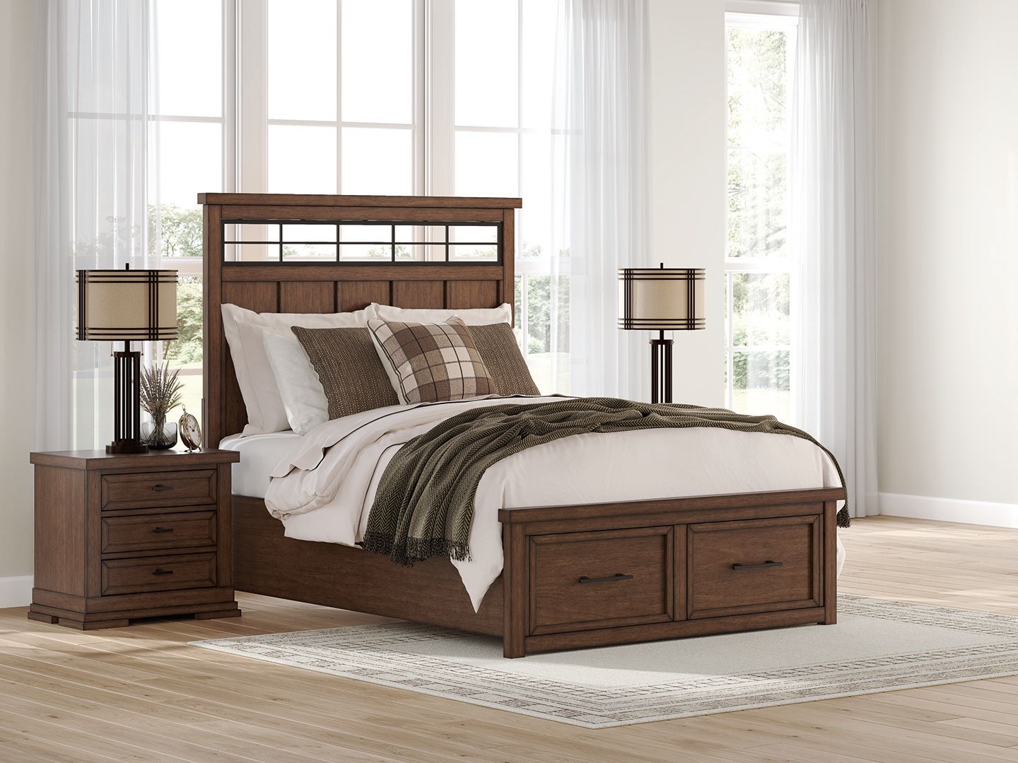 Taffenbrook - Queen Panel Storage Bed - Medium Brown
