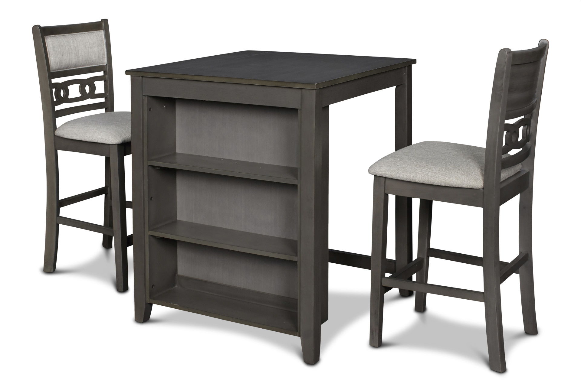 Counter Table With 2 Chairs & Storage Shelf