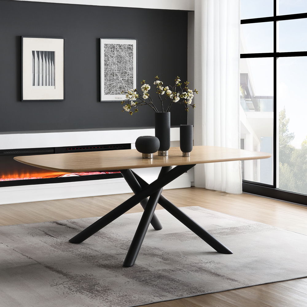 Lawton - Dining Table - Natural & Black, black