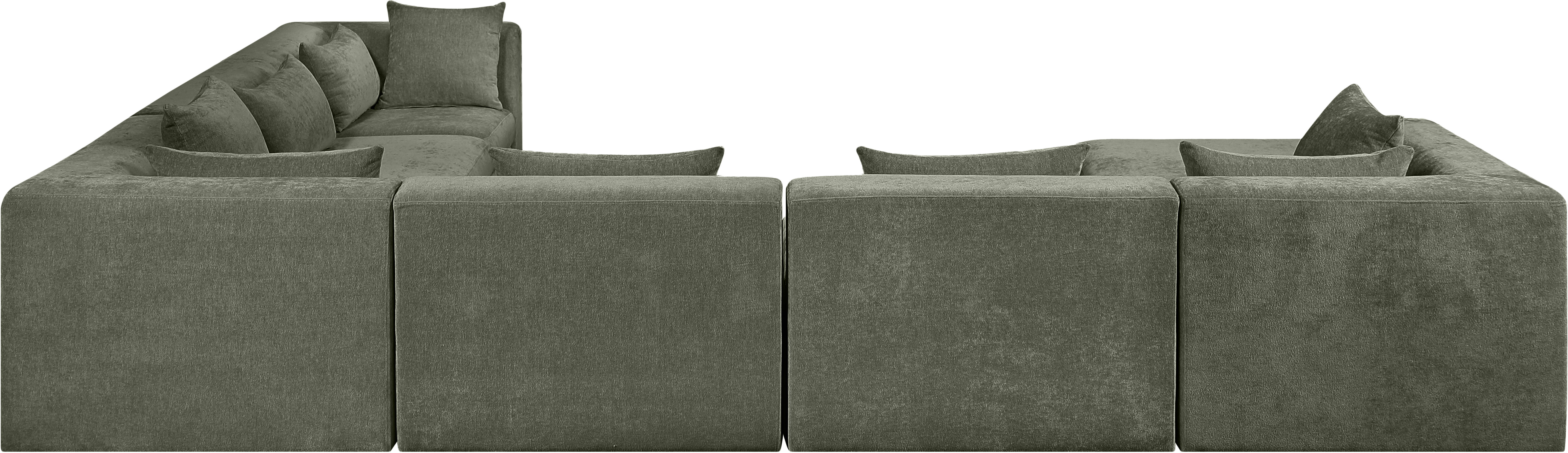 Stellar - 7 Piece Chenille Fabric 152" Upholstered Modular Sectional - Green