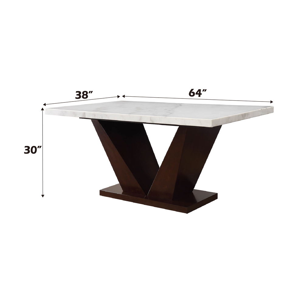 Forbes - Dining Table With Marble Top - White Marble Top & Walnut, white, view 2