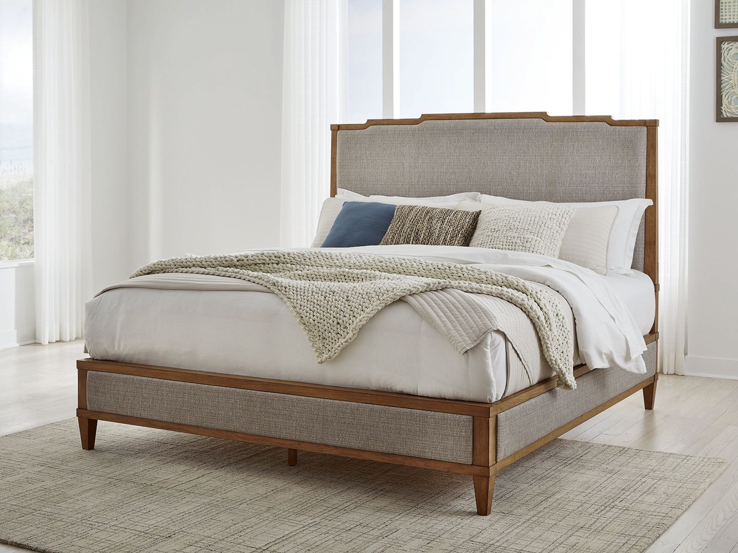 Sharlance - King Upholstered Panel Bed - Light Brown