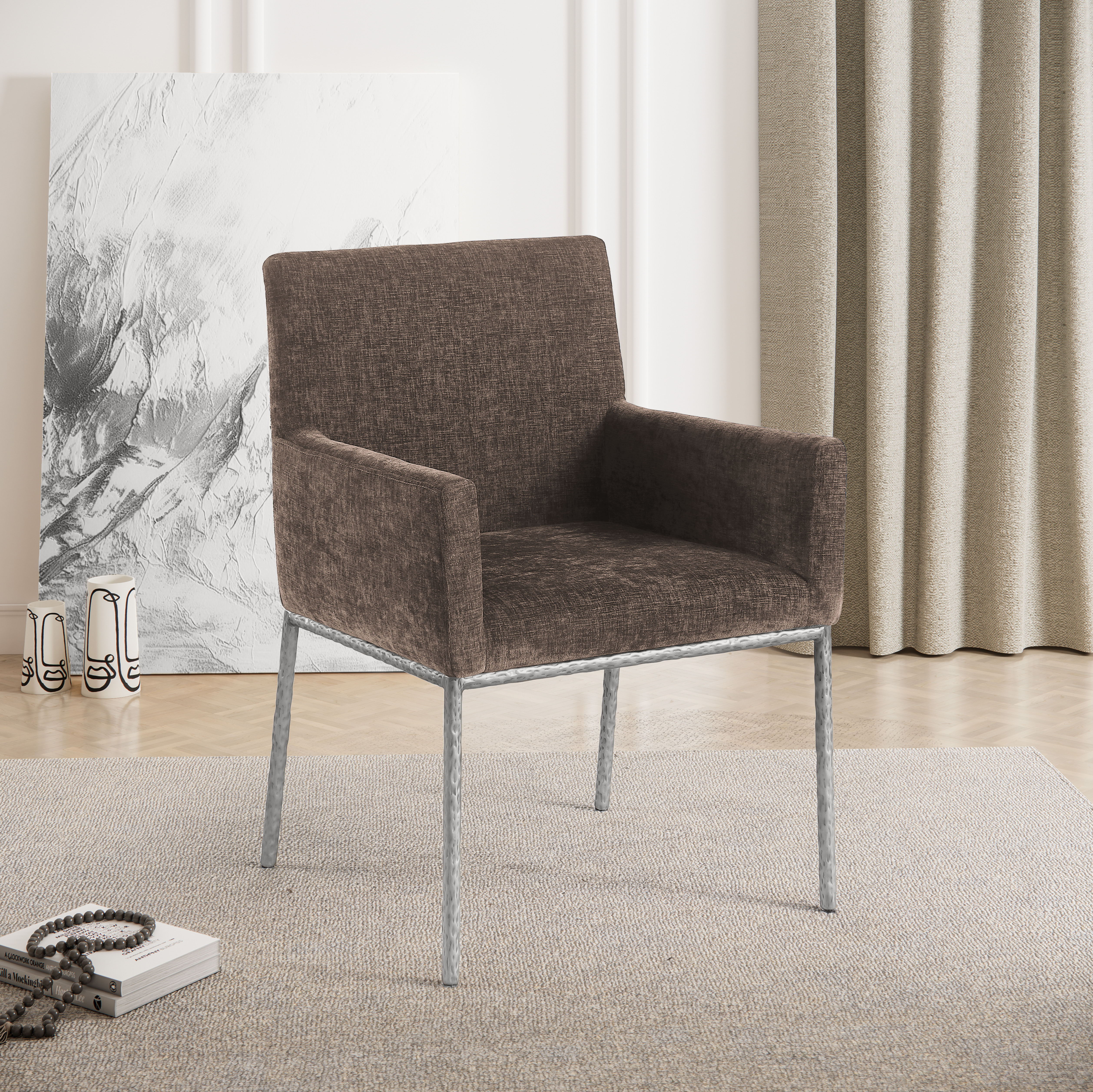 Reeves - Dining Chair With Silver Legs (Set of 2) - Brown