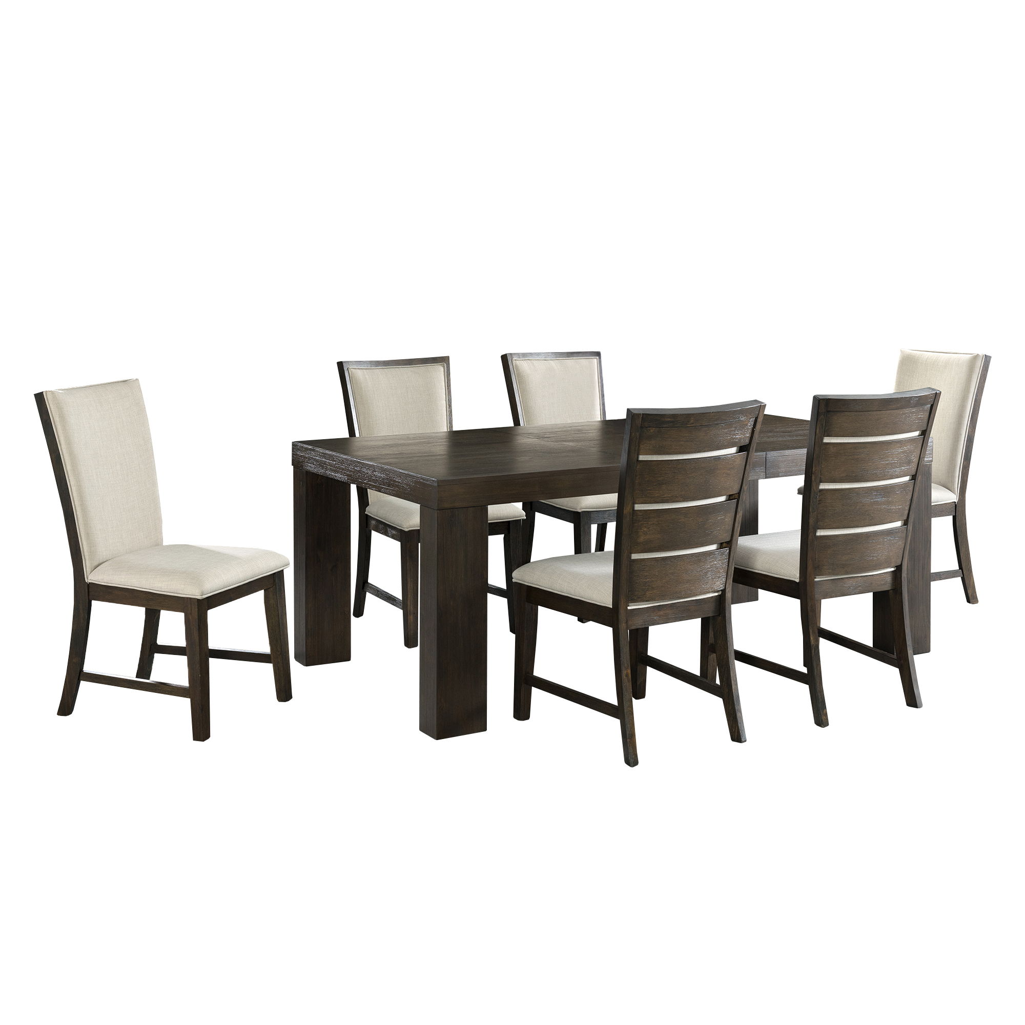 Grady - 7 Piece Dining Set (Table And Six Slat Back Chairs) - Walnut