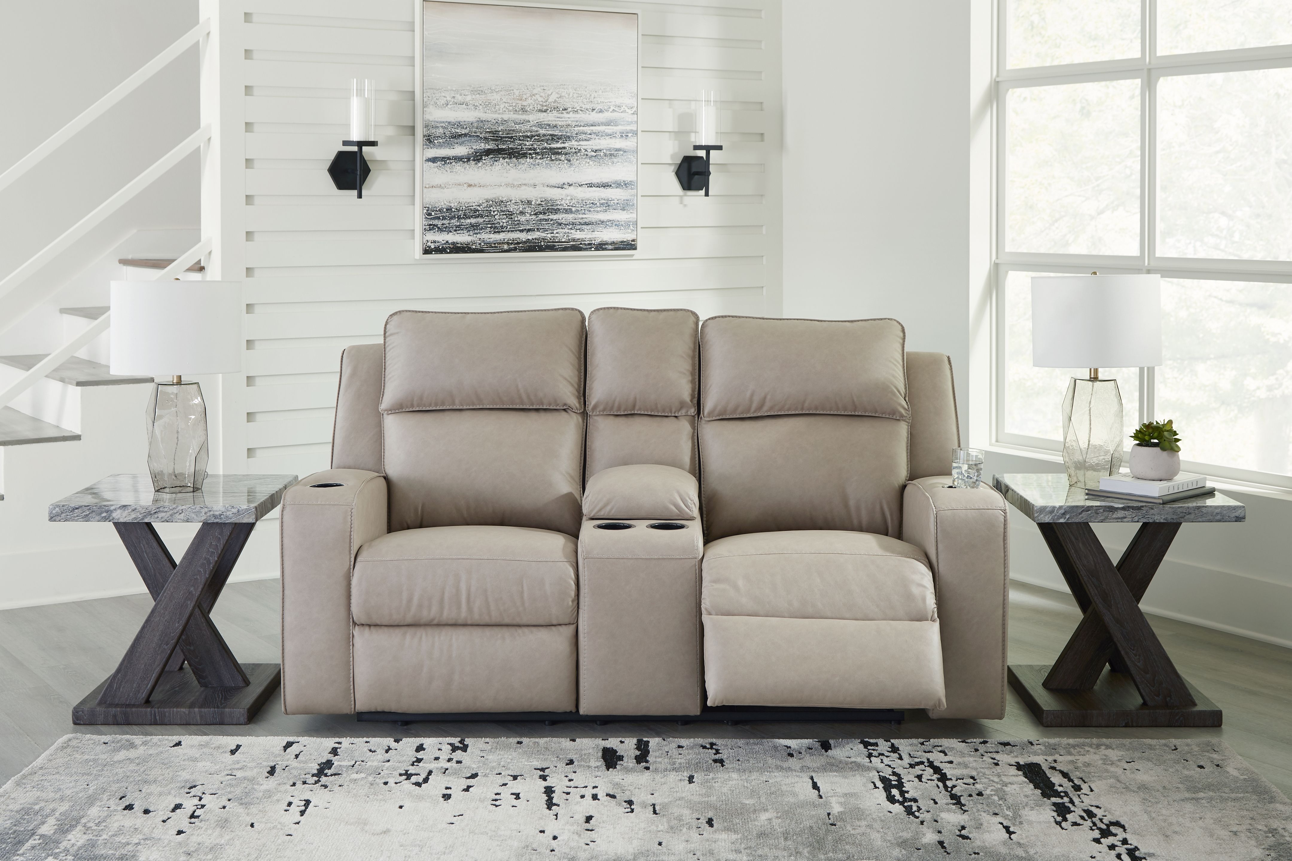 Ashley Furniture Lavenhorne - Dbl Rec Loveseat W/Console - Pebble - Image 2