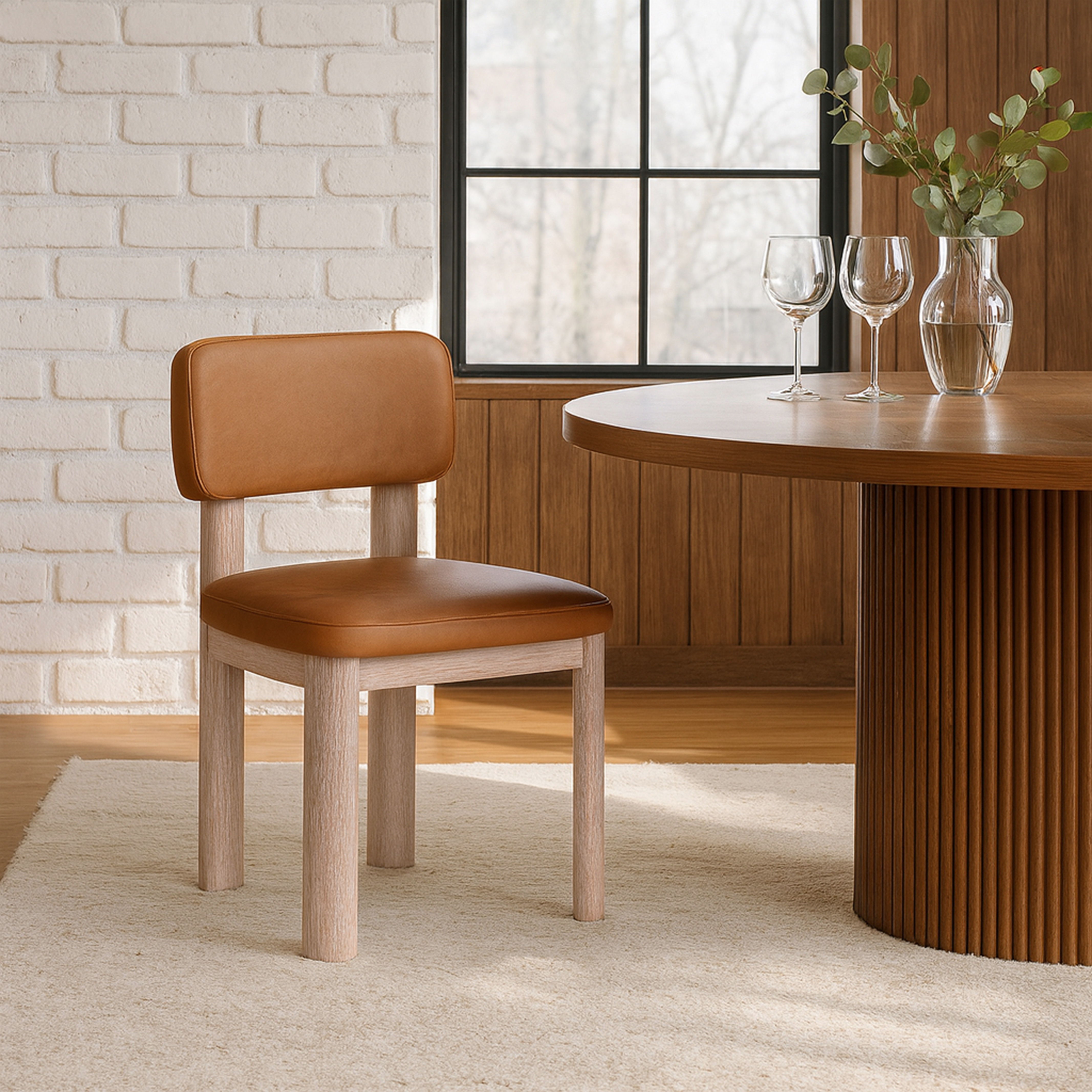 Paloma - Vegan Leather Upholstered Dining Chair (Set of 2) - Cognac / Rich Natural