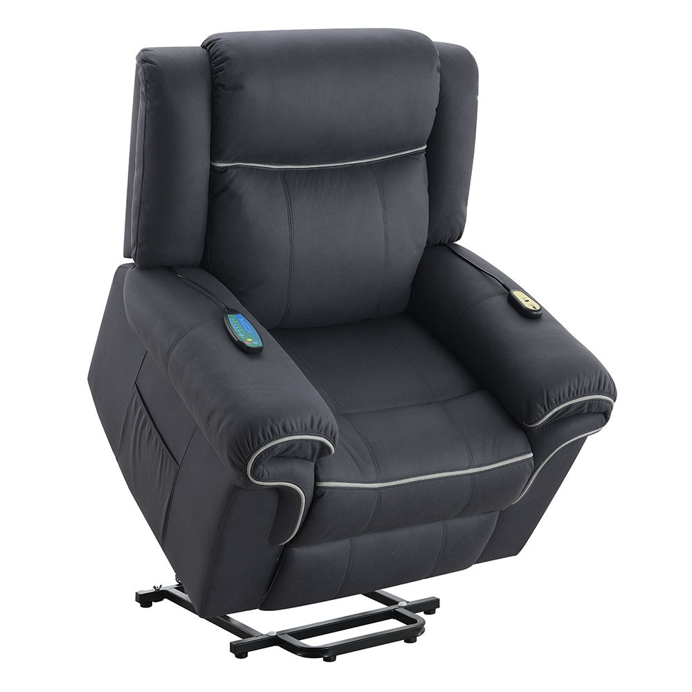 Domana - Power Recliner With Lift & Heating & Massage - Dark Blue Fabric, blue, view 6