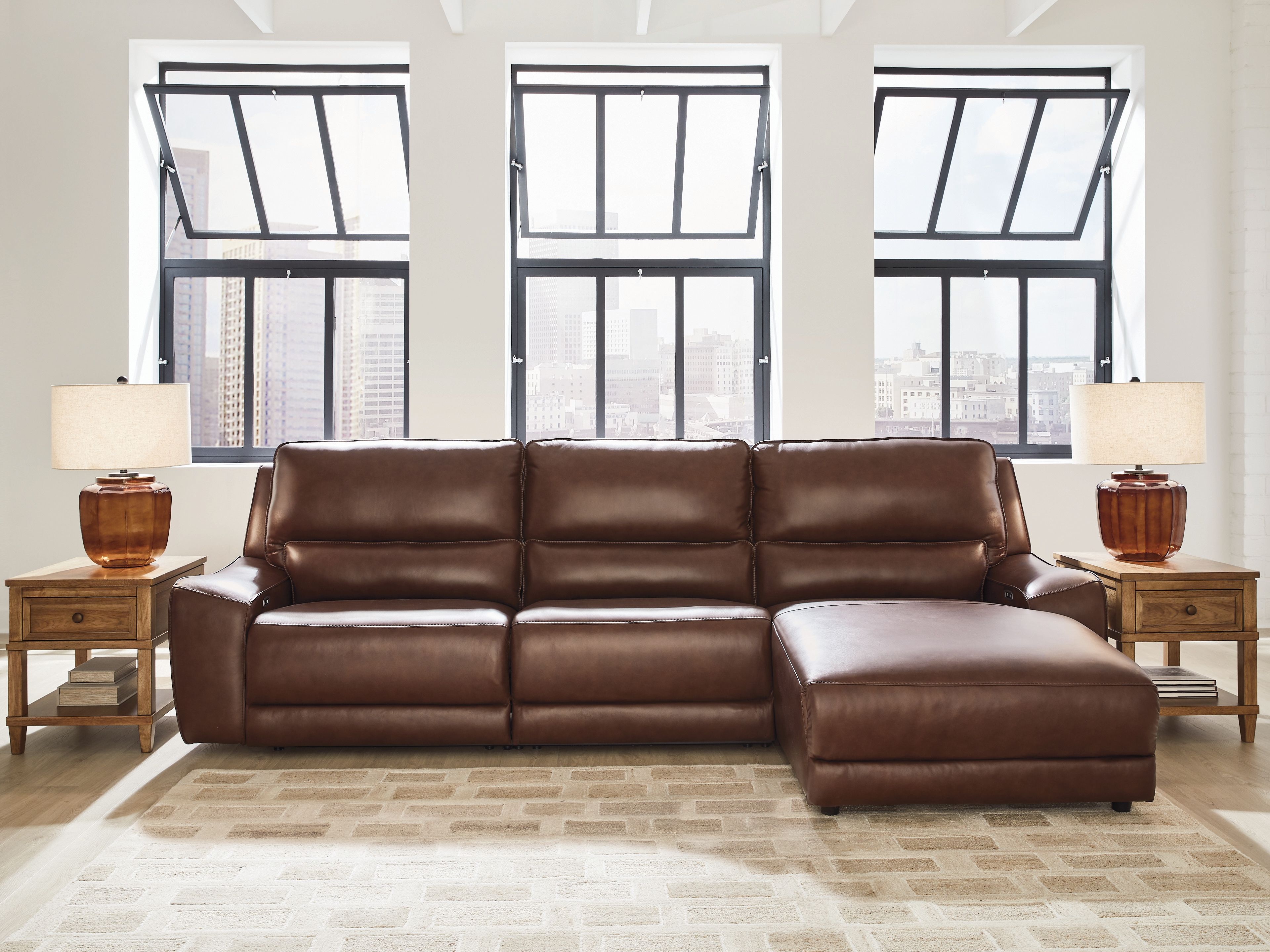 Ashley Furniture DeepWakes - 3-Piece Power Reclining Sofa With RAF Press Back Power Chaise - Canyon - Image 5