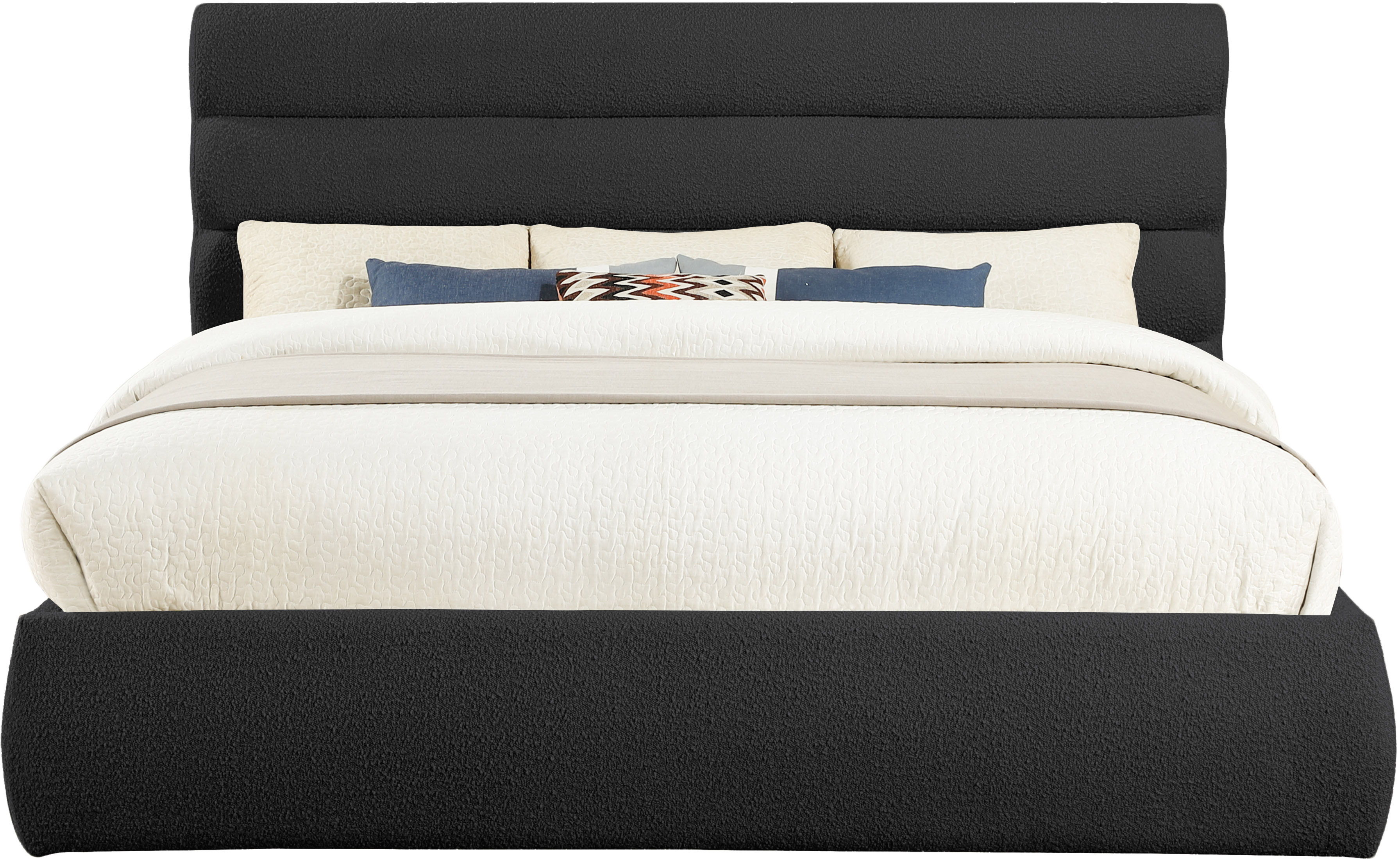 Adam - Boucle Fabric King Bed With 52" Headboard - Black