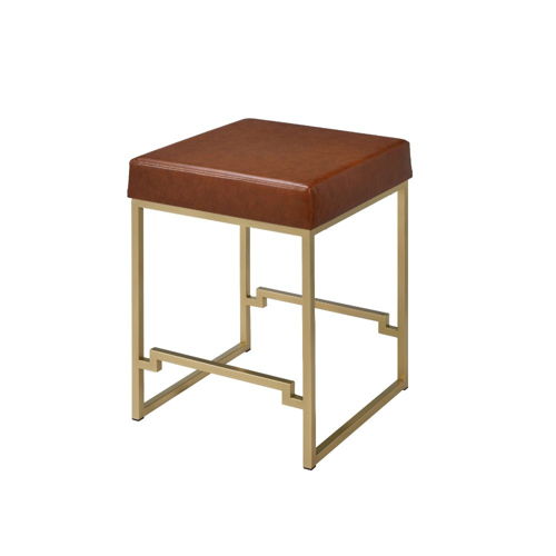Boice - Counter Height Stool - Light Brown Pu & Gold, light brown