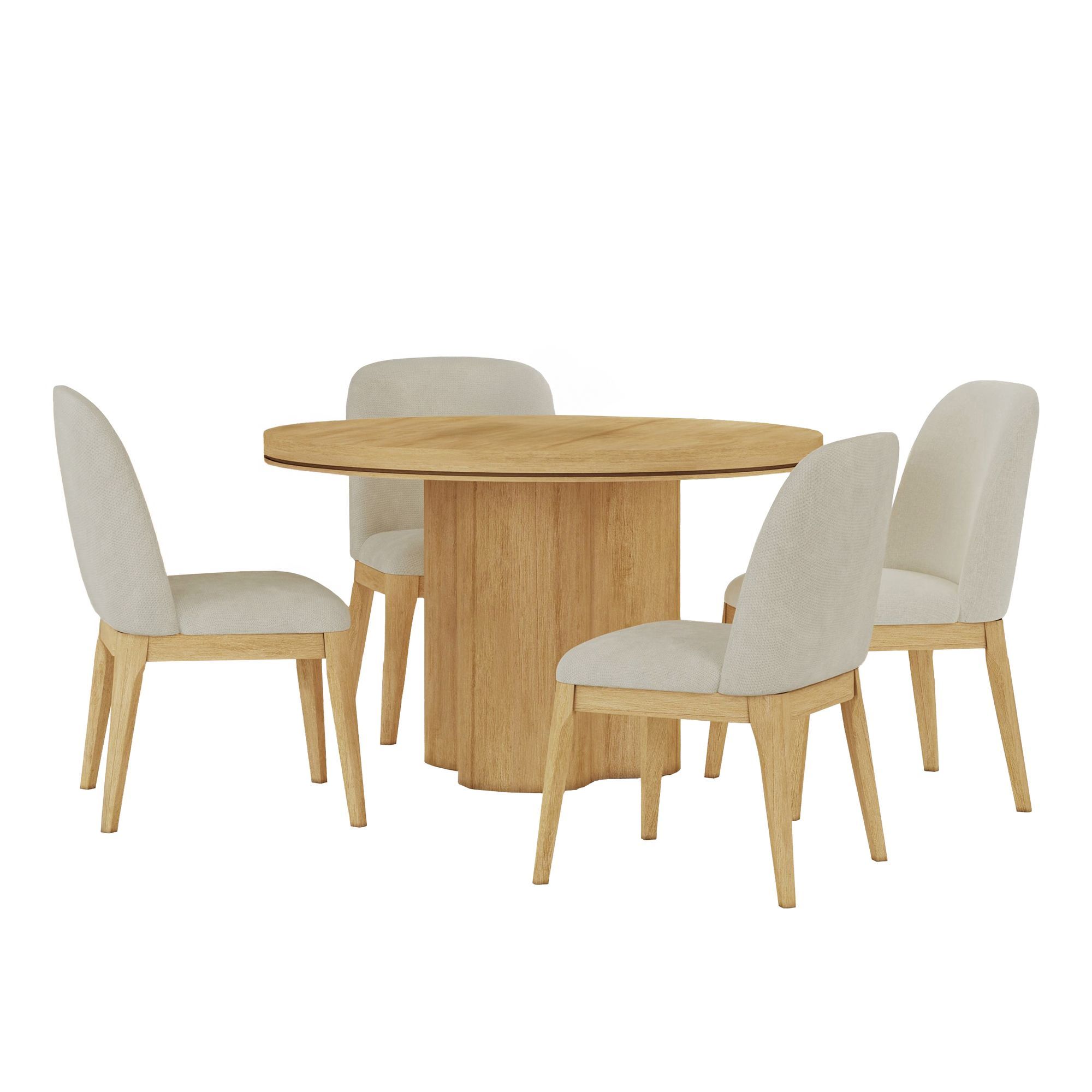 Rosalie - 5 Piece Standard Height Dining Set (Round Table And Four Chairs) - Natural