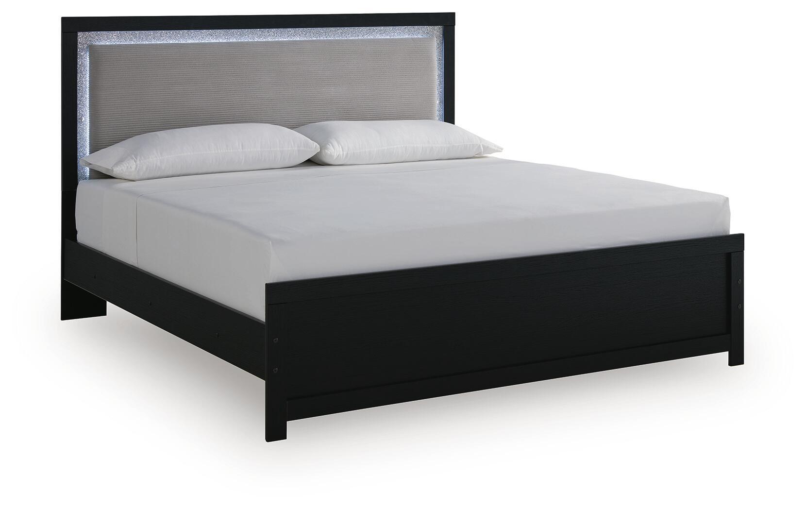 Maeling - King Upholstered Panel Bed - Black