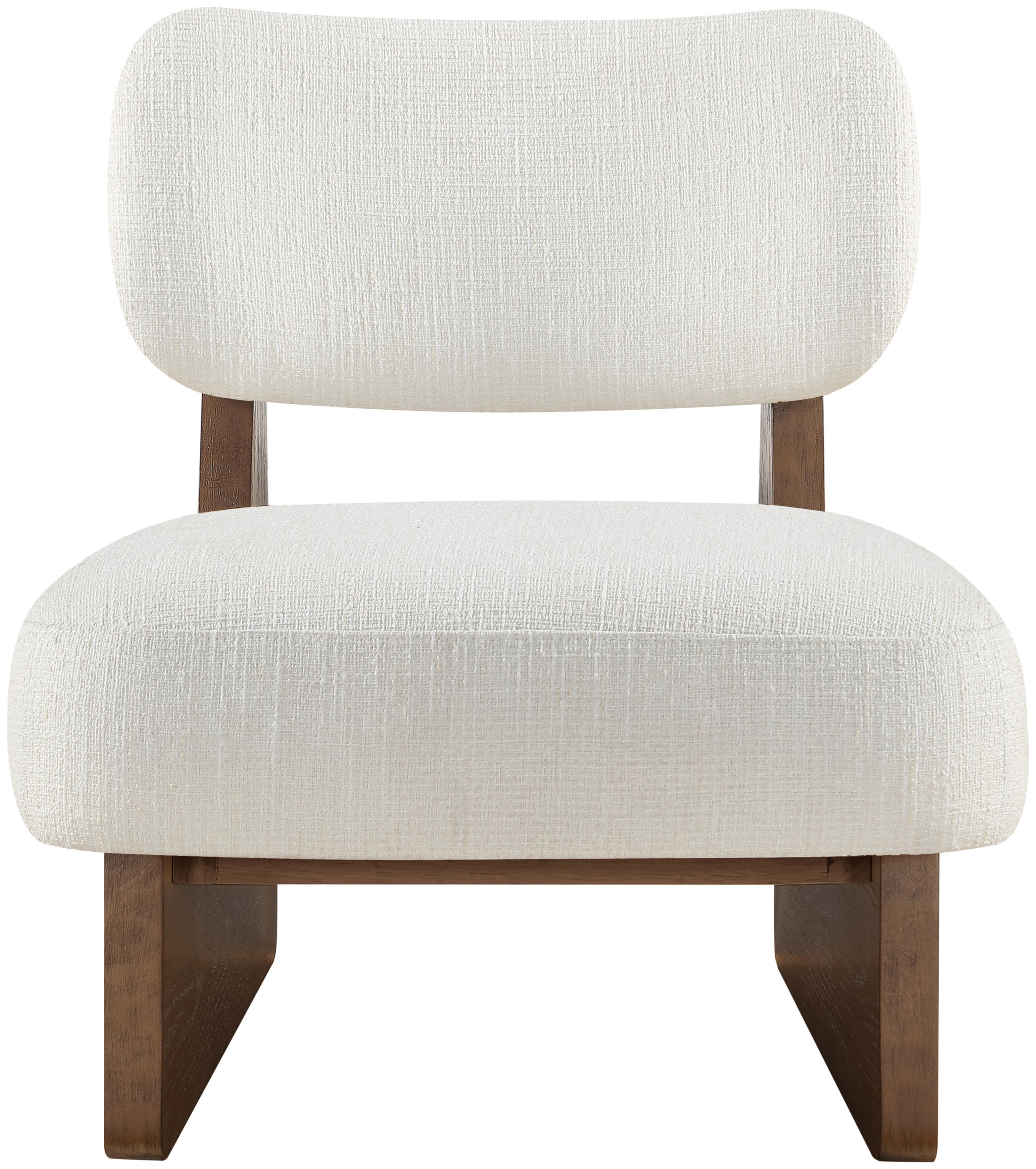 Vetra - Linen Textured Fabric Upholstered Accent Chair - Cream / Painted Brown