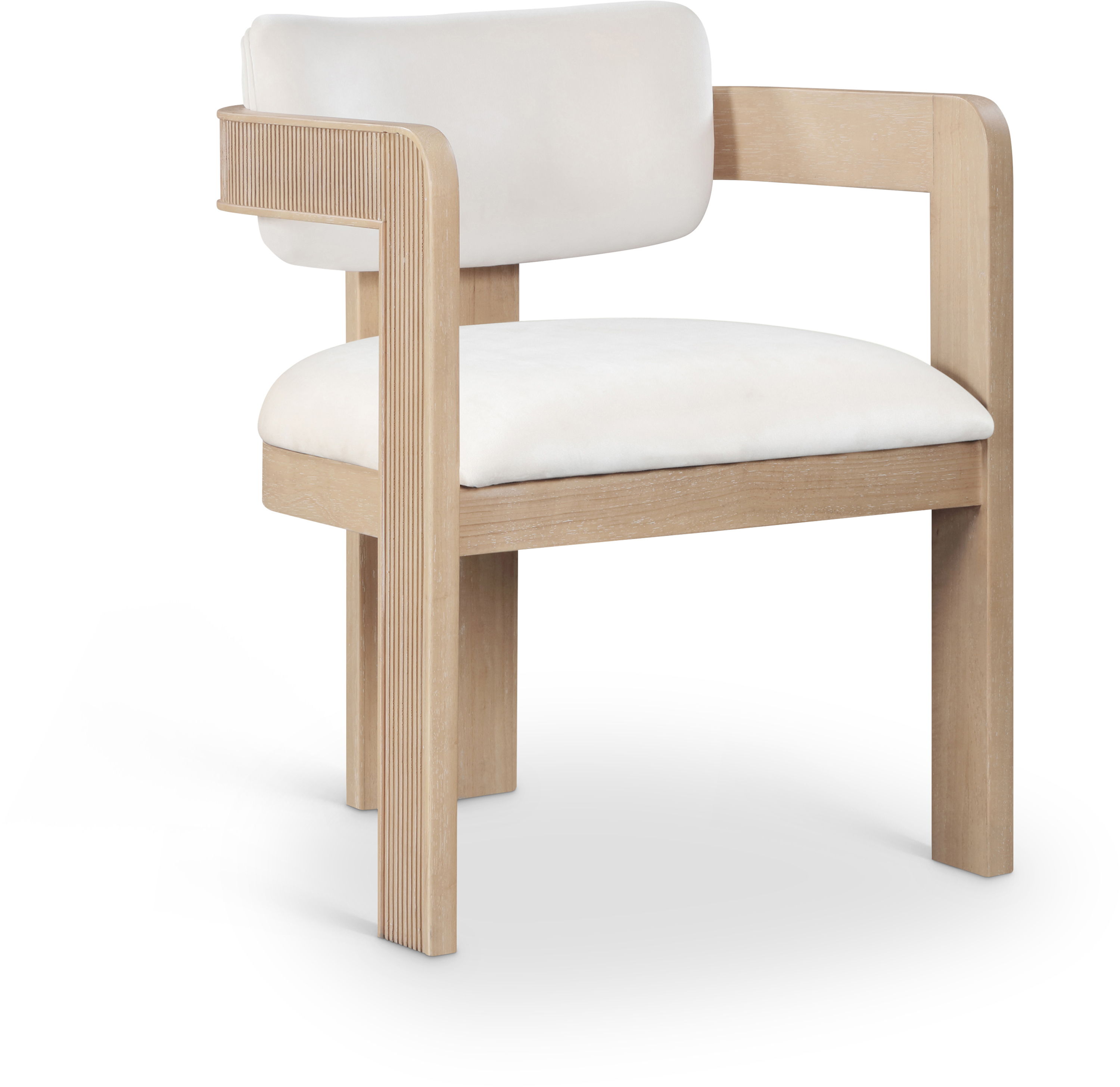 Sacha - Velvet Dining Chair With Natural Base (Set of 2) - Cream