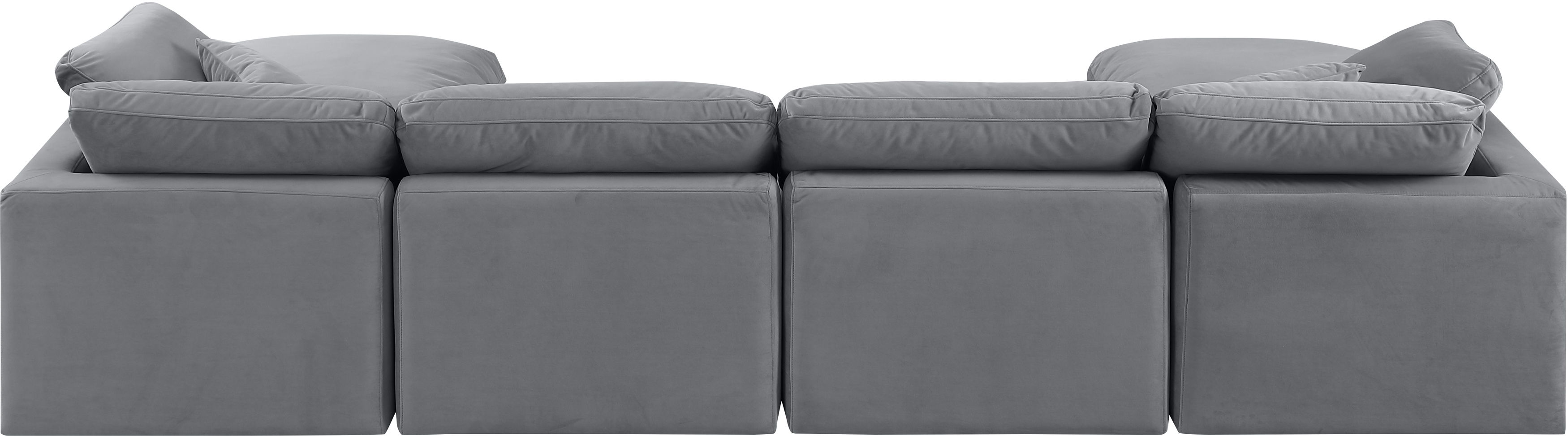 Indulge - Velvet 6 Piece Modular Double Chaise Sectional - Gray