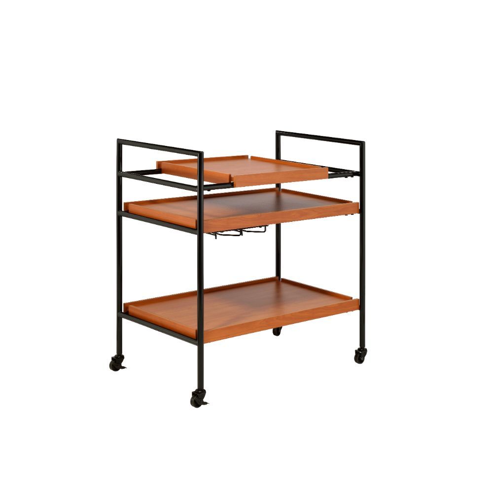 Oaken - Serving Cart - Honey Oak & Black, orange