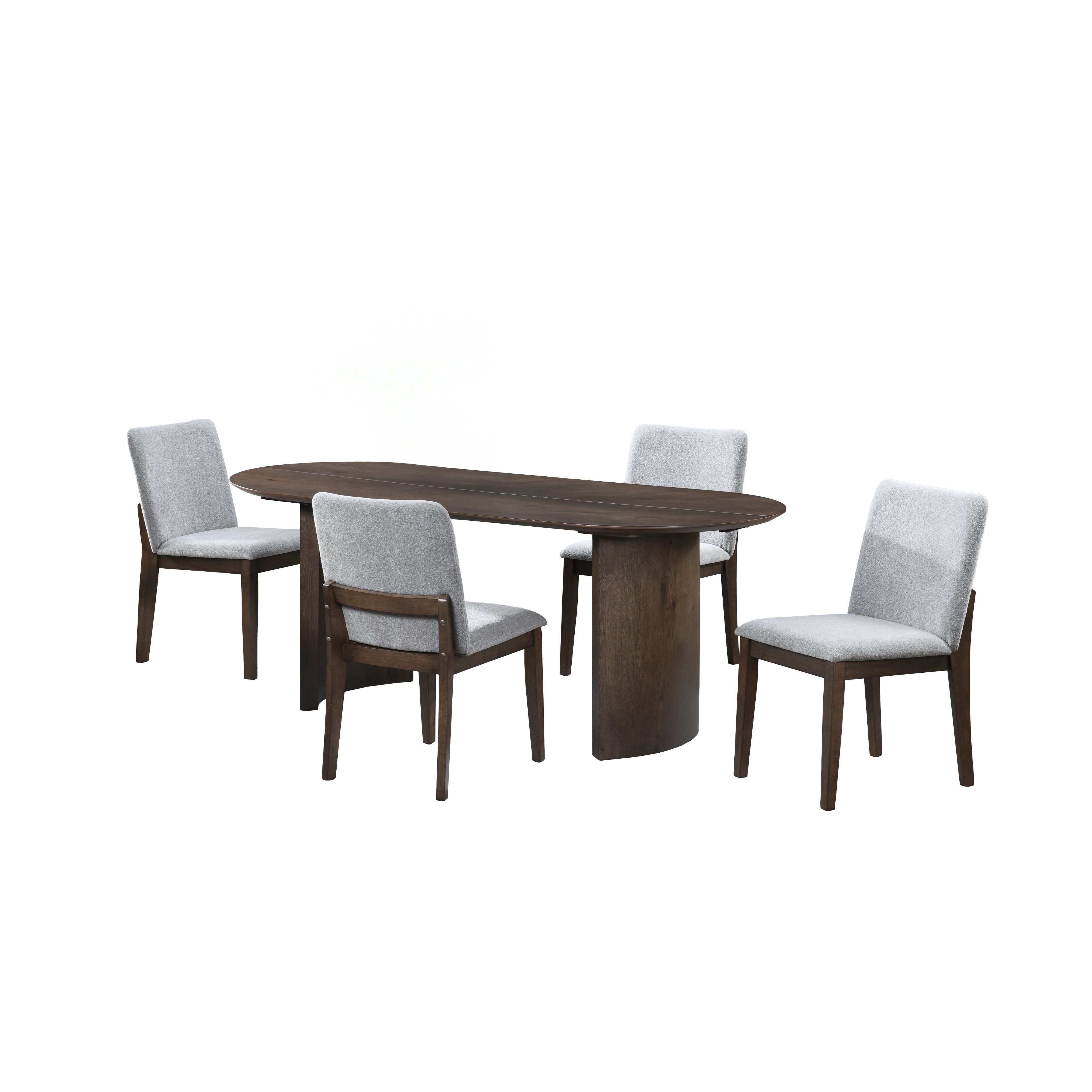 Kody - 79" Oval Fixed-Top Dining Table With 4 Chairs - Brown / Stone Gray