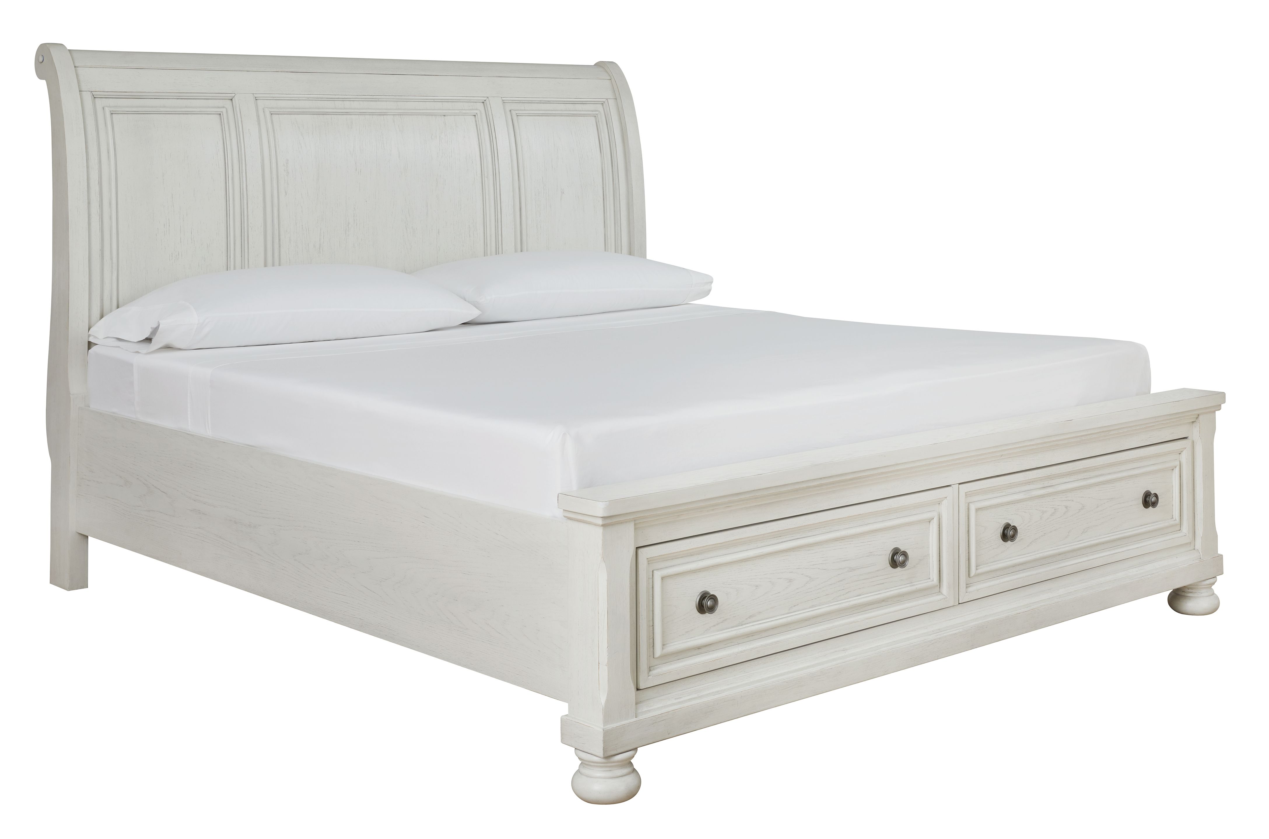 Queen Sleigh Bed With 2 Storage Drawers