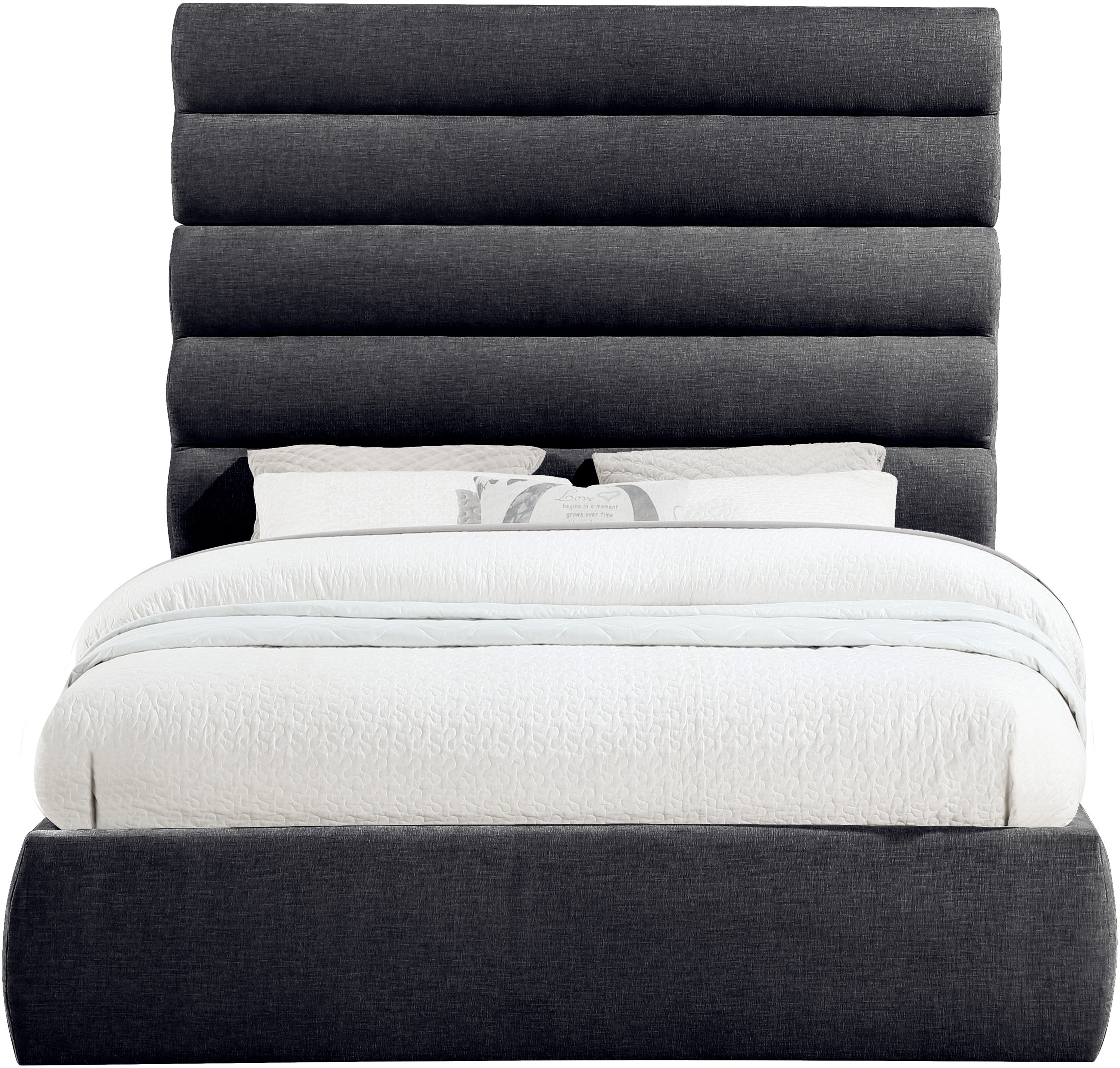 Adam - Chenille Fabric Queen Bed With 70.5" Headboard - Black